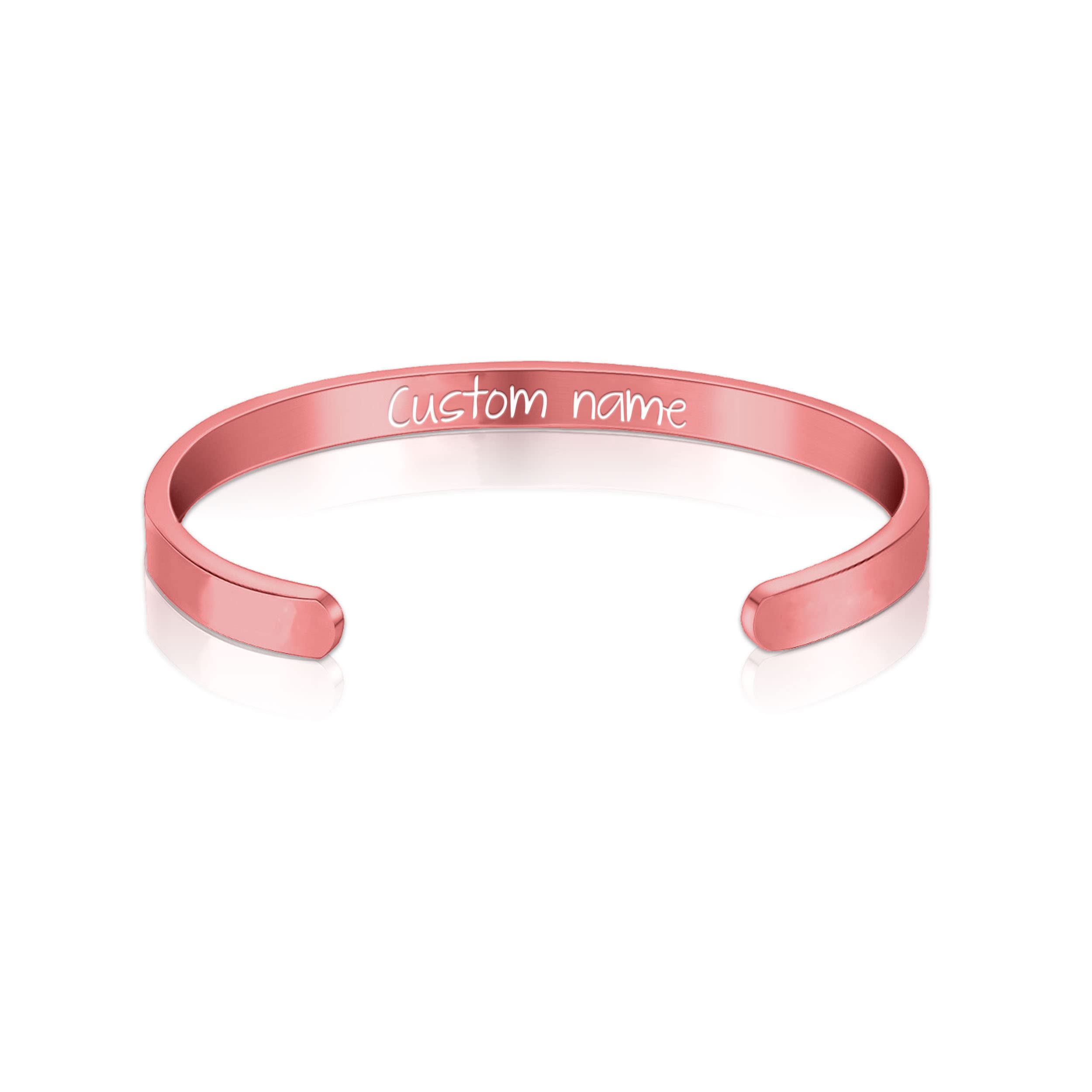 Personalized Engraved Cuff Bracelet for Women - Custom Inspirational Mantra Bangle - Pugster Engraved Gift for Her - Perfect for Birthdays, Anniversaries & Motivational Gifts
