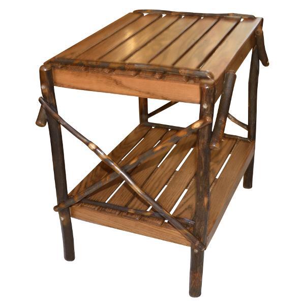 Stylish Hickory End Table for Living Room - Rustic Wood Side Table with Storage Shelf - Perfect for Small Spaces, Bedroom, or Office Decor