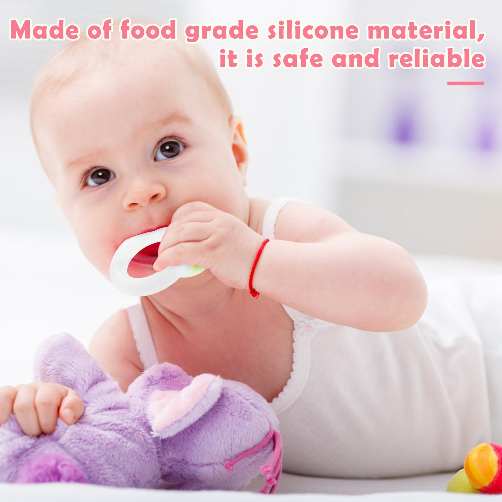 Baby Teething Toys - Food Grade Silicone Teether Rings for Soothing Sore Gums | Safe Chew Toys for Infants & Toddlers | Perfect for Home, Travel & Daycare Use