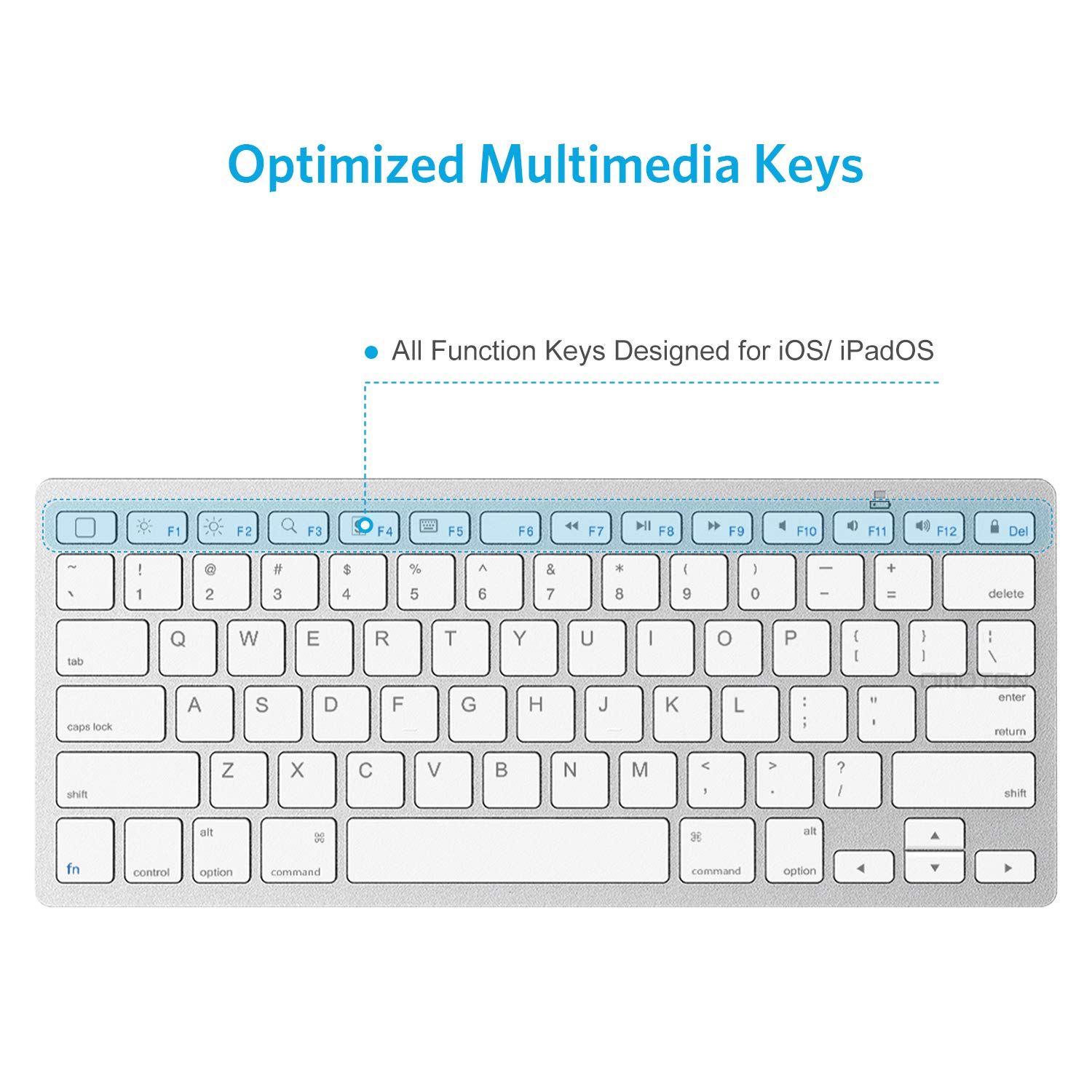 OMOTON Ultra-Slim Bluetooth Keyboard - Compatible with iPad 10th Gen, iPad 10.2 (9th/8th/7th), iPad Pro/Air/Mini (13/12.9/11 inch), iPhone & Other Bluetooth Devices - Ergonomic Wireless Keyboard for Home Office & Travel (White)
