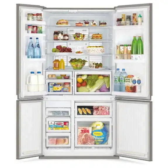 Mitsubishi Electric 635L French Door Refrigerator in Argent Silver - Energy Efficient Large Capacity Fridge for Modern Kitchen & Open-Plan Living Spaces