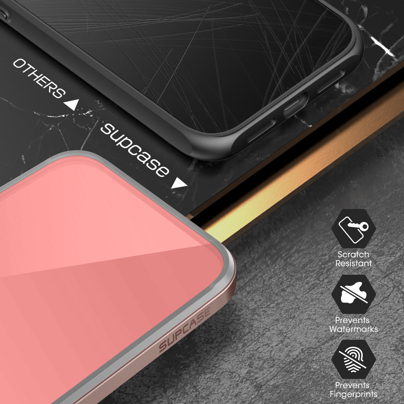iPhone 13 Case 6.1 Inch with Built-in Screen Protector | Unicorn Beetle Edge Clear Protective Cover in Peach Pink | Shockproof Slim Design for Everyday Use & Outdoor Activities