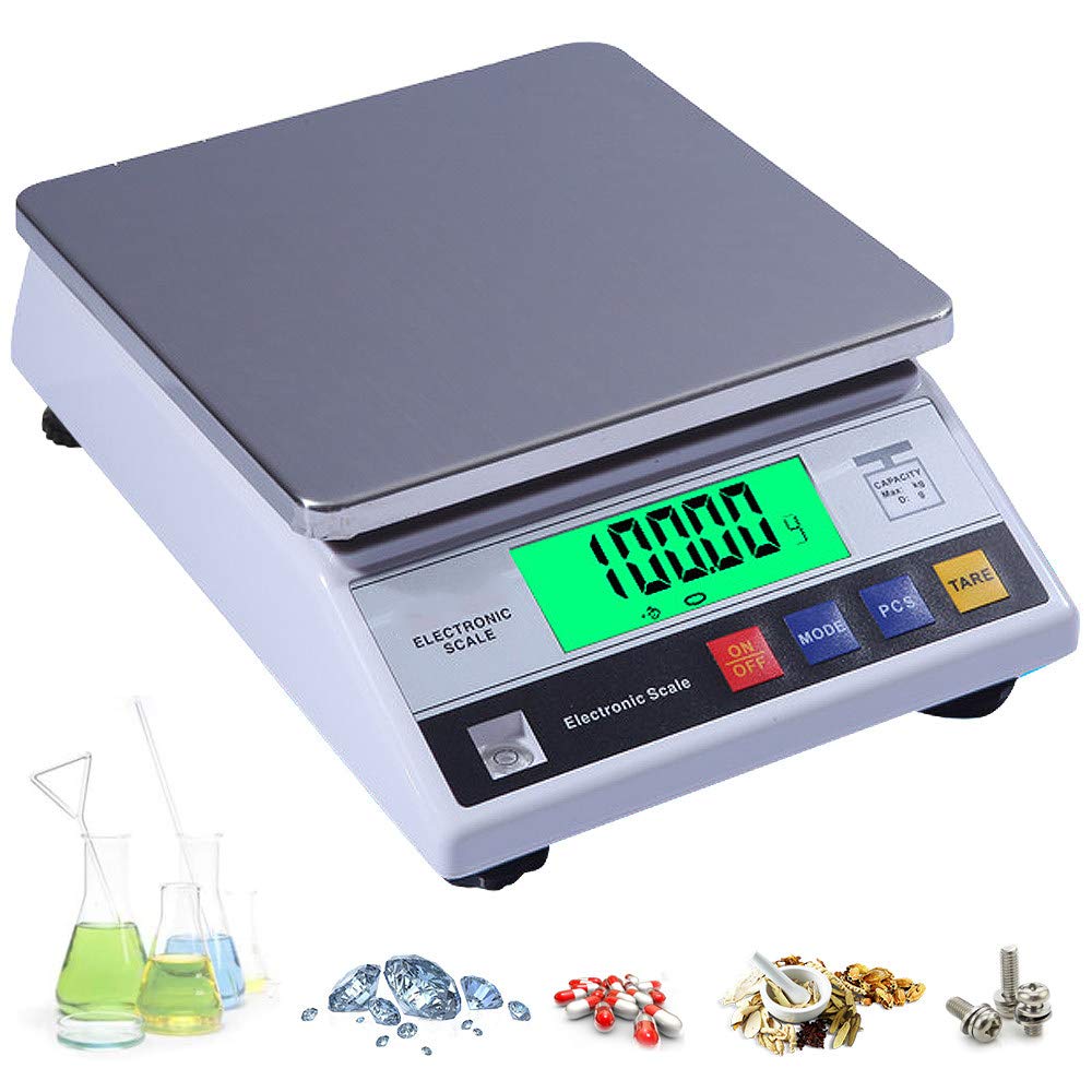 High Precision Digital Scale 0.1g Accuracy - 3kg/5kg/6kg/7.5kg/10kg Capacity - Laboratory, Industrial & Kitchen Weighing Scale with Counting Function - Perfect for Food Measurement, Jewelry, Chemicals & Postal Packages