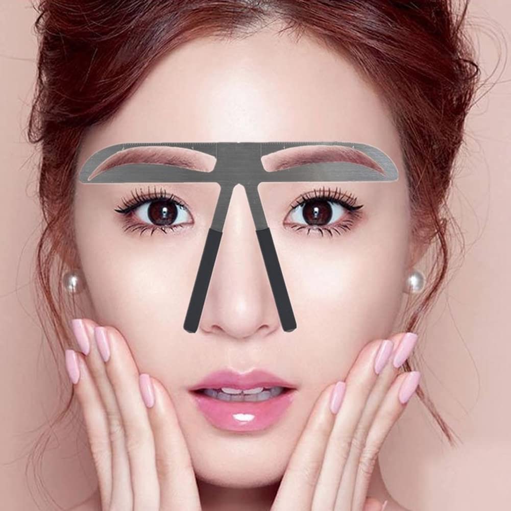 Utoolmart Stainless Steel Eyebrow Shaping Ruler - 3-Point Positioning Eyebrow Template for Precise Shaping | Reusable Makeup Tool Kit for Perfect Eyebrow Arch | Ideal for Home & Professional Salon Use
