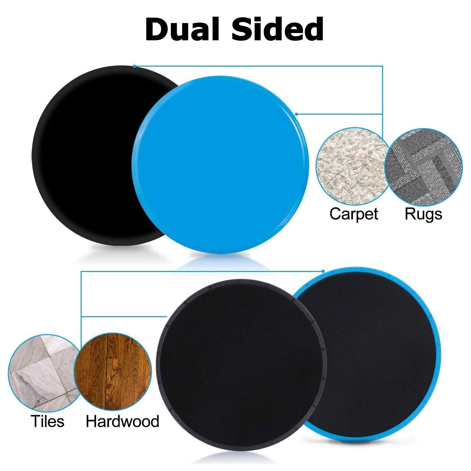 Runee Gliding Disc Sliders - Dual Sided Core Workout for Home & Travel Fitness