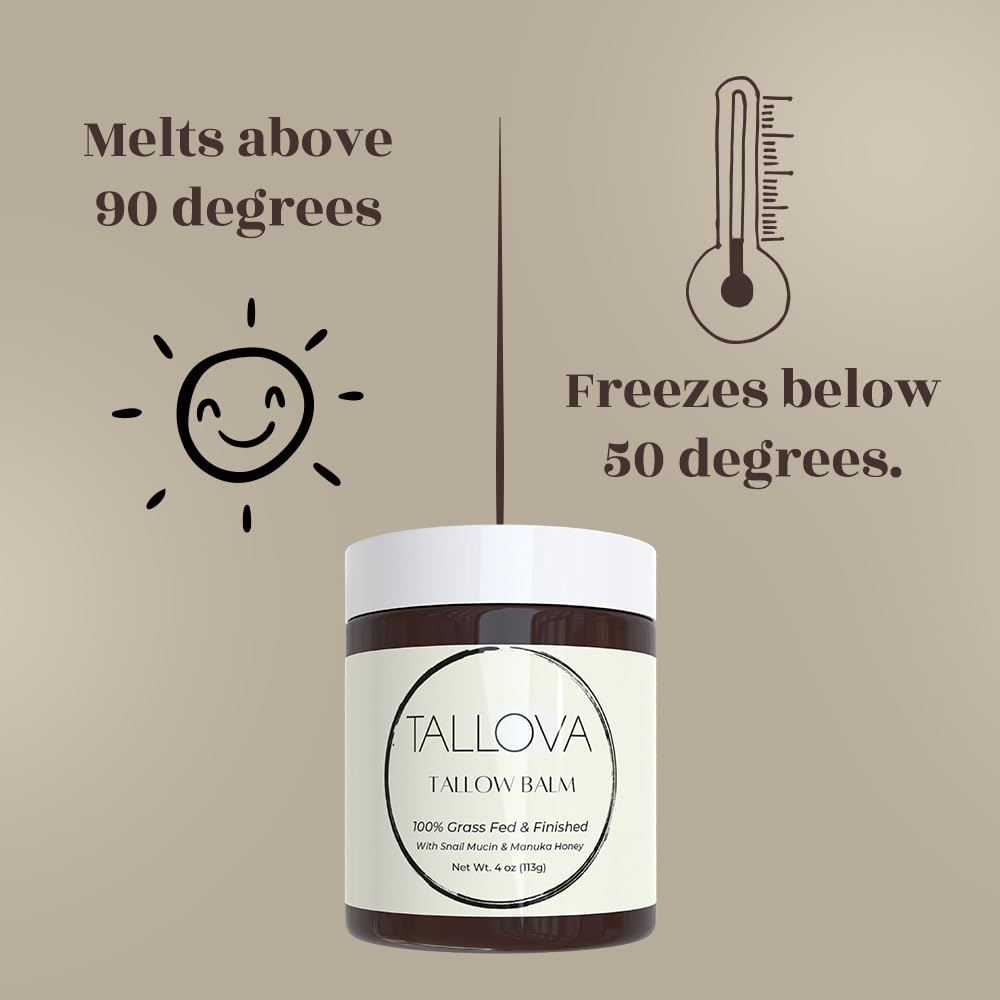 Organic Hydrating Tallow Balm for Skin Care - 4oz Unscented Moisturizer with Snail Mucin & Manuka Oil | Eczema Relief for Men & Women | Perfect for Dry Skin, Face & Body Hydration