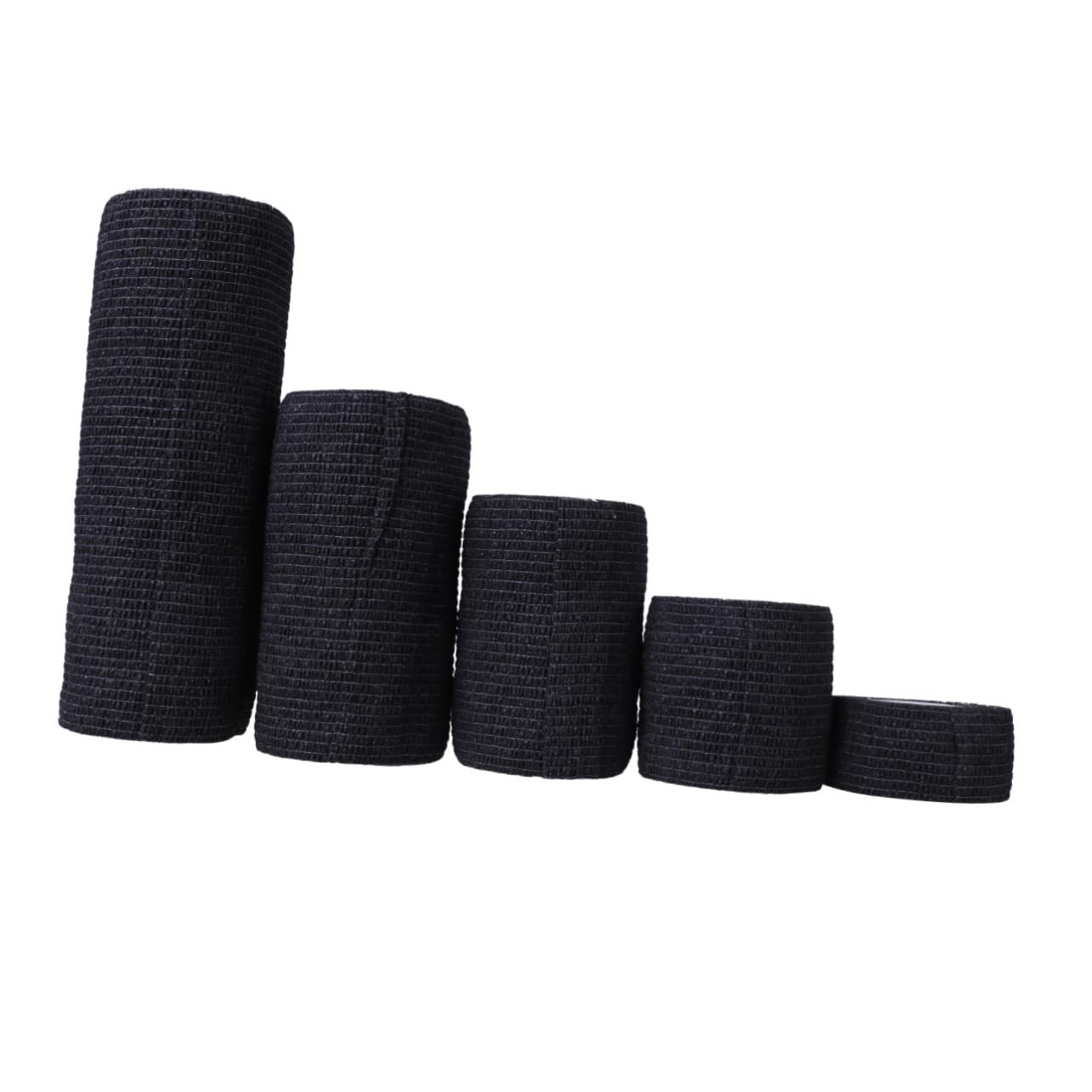 INOOMP 10 Pcs Cohesive Bandage Tape - Waterproof Self-Adhesive Wrap for Sports, First Aid & Medical Support - Black Athletic Tape for Wrist, Ankle & Knee Injuries - Ideal for Athletes & Physical Therapy