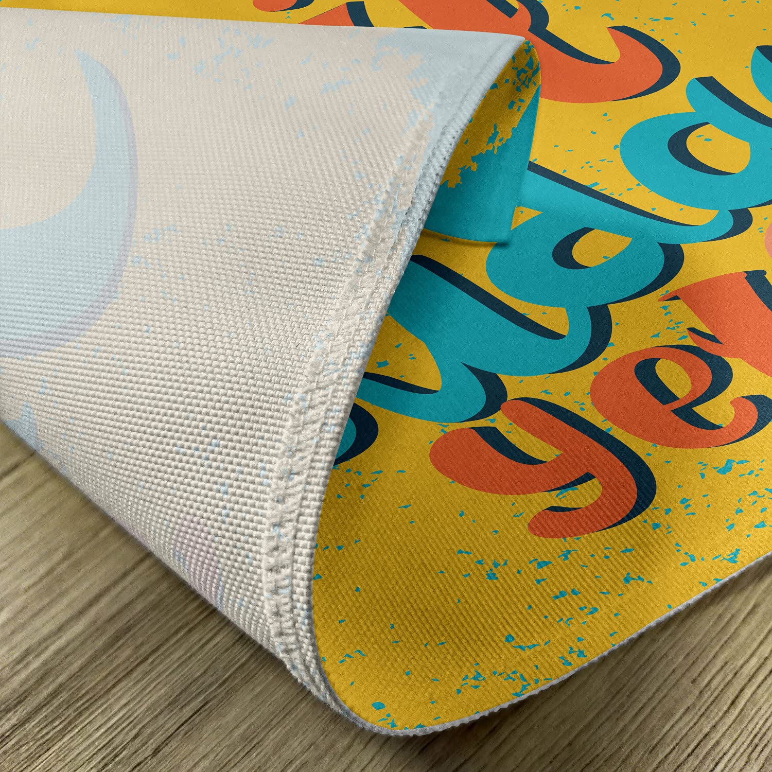 Ambesonne Funny 'Is It Friday Yet?' Place Mats Set of 4 - Washable Fabric Dining Table Mats for Kitchen & Dining Room Decor in Sky Blue, Earth Yellow & Orange - Perfect for Office Workers, Weekend Gatherings & Holiday Parties