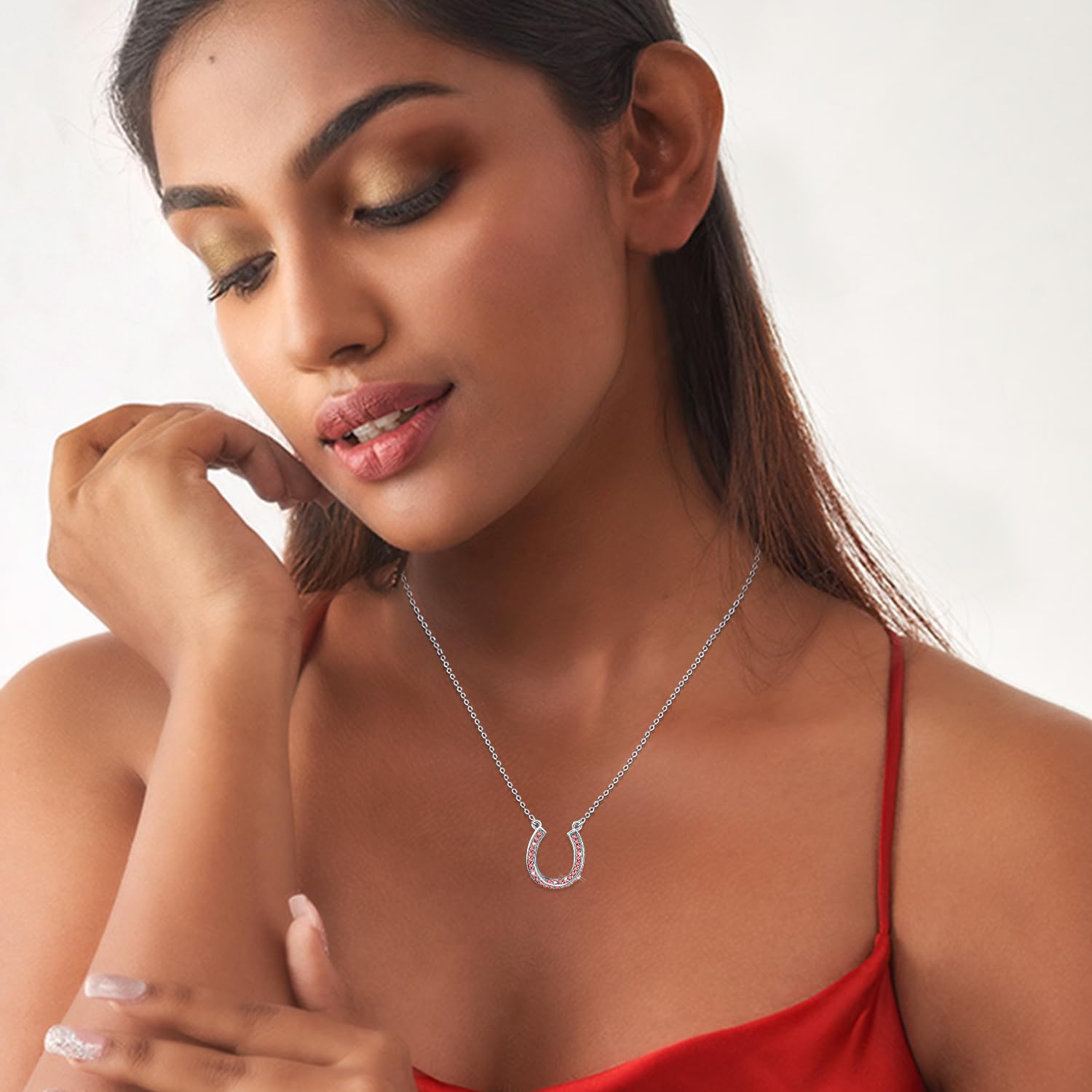 Lucky Horseshoe Necklace for Women – Sterling Silver Birthstone Pendant with Gift Box | Elegant Good Luck Charm Jewelry for Birthdays, Anniversaries & Everyday Wear
