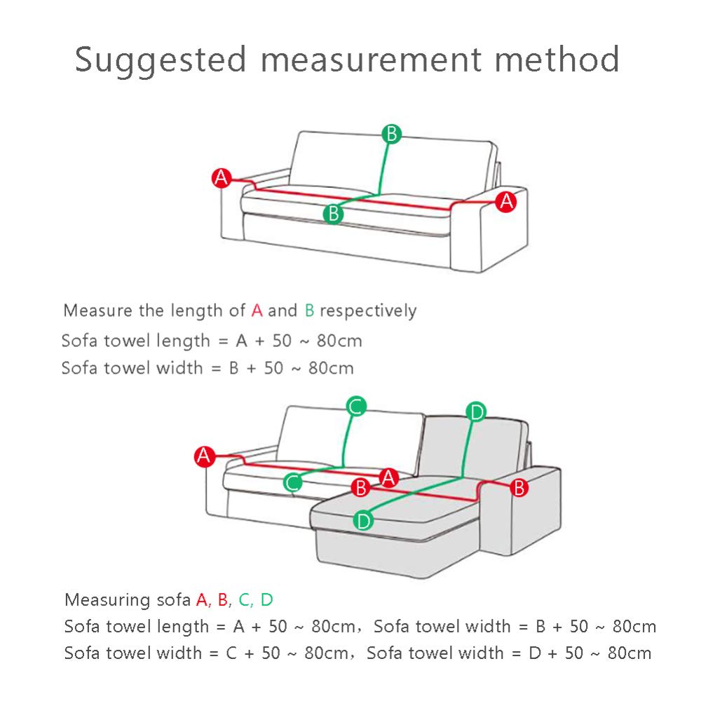1/2/3/4 Seater Stretchable Cotton Sofa Cover Slipcover - Universal Fit 180x350cm (71x138in) - Soft Couch Protector for Living Room, Bedroom & Office Furniture Protection
