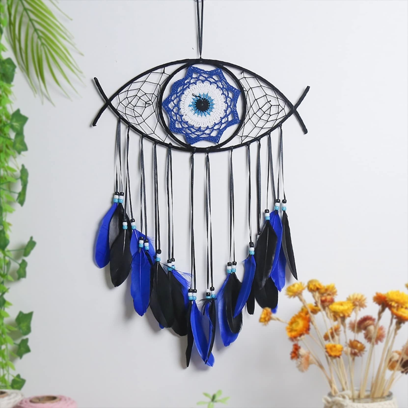 Large Wall Dream Catcher - Big Size Big Eye Dreamcatcher Decor for Bedroom, Nursery & Living Room - Boho Wall Hanging for Home Decor & Spiritual Protection
