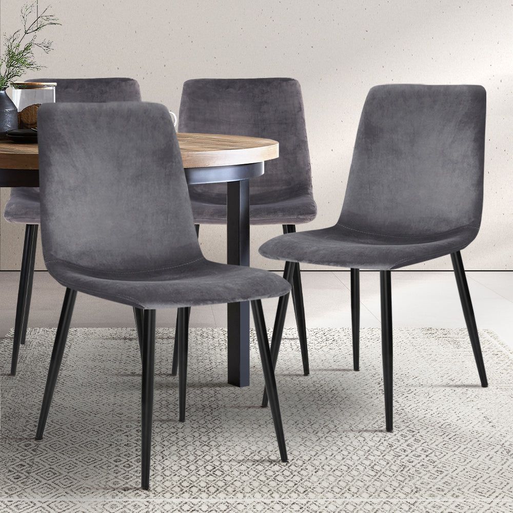 Modern Dining Chairs Set of 4 - Mid Century Style Wooden Kitchen Chairs with Upholstered Seats - Perfect for Dining Room, Kitchen, Breakfast Nook & Home Decor