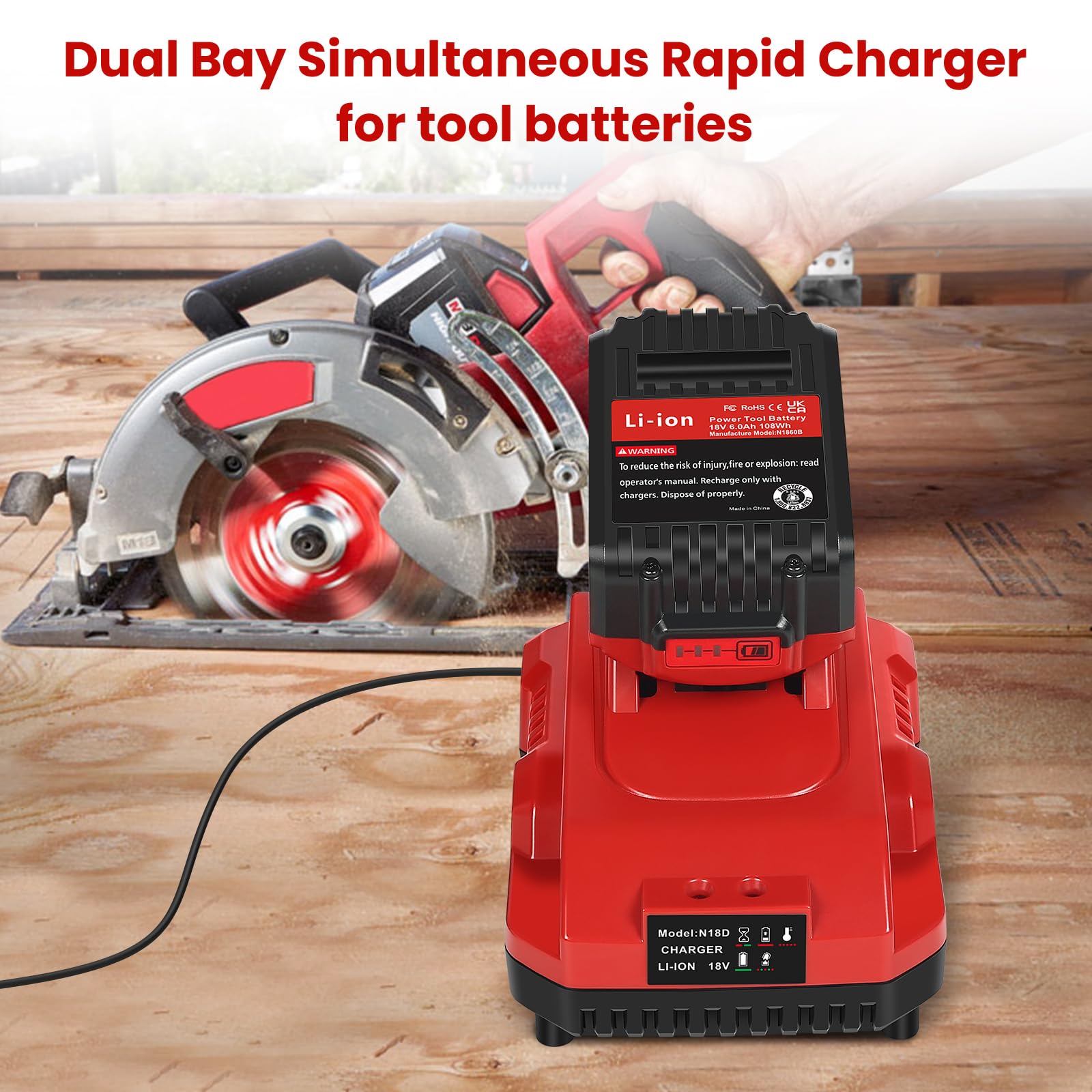 Milwaukee M18 Rapid Battery Charger Station - Fast Charging for Milwaukee 18V Lithium Batteries | Perfect for Power Tools, Job Sites & DIY Projects