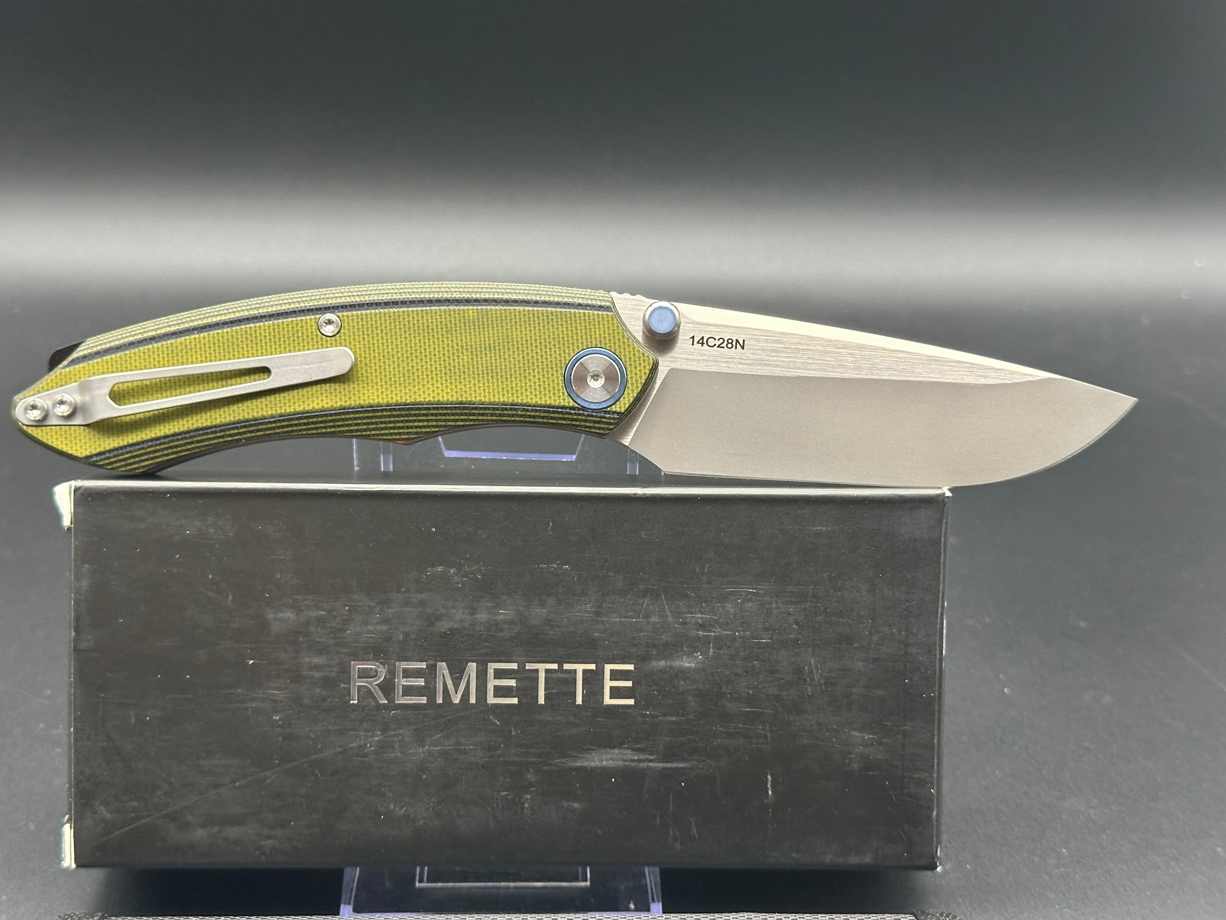 REMETTE Pocket Knife - 14C28N Stainless Steel Blade with G10 Handle - Front Flipper Design for Outdoor Camping, Hiking, and Everyday Carry (EDC)