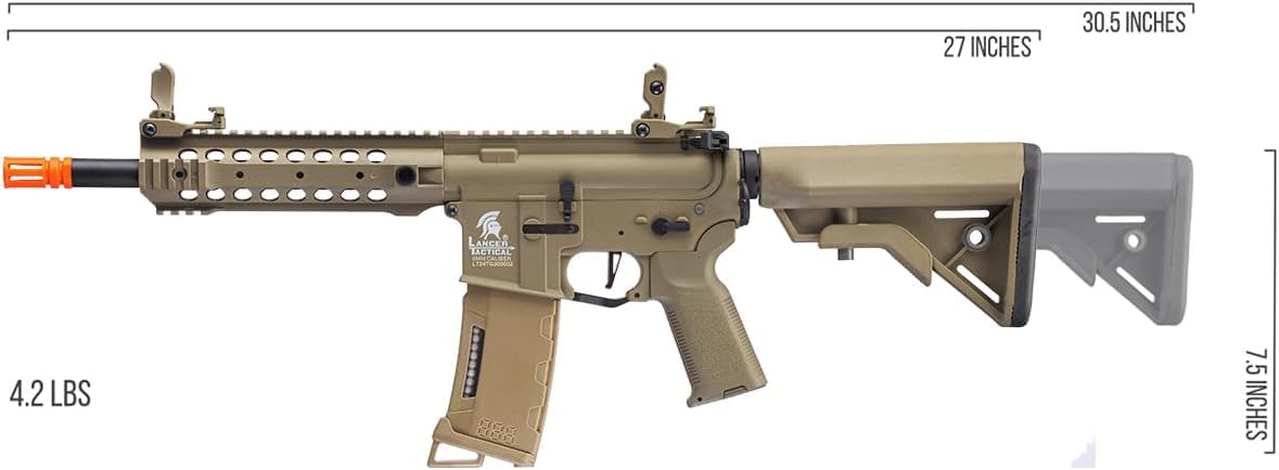 Lancer Tactical Gen 3 Programmable M4 Airsoft AEG Rifle - Lightweight Polymer Body, ETU & MOSFET System, Includes LiPo Battery & Charger - Perfect for CQB, MilSim, and Airsoft Training