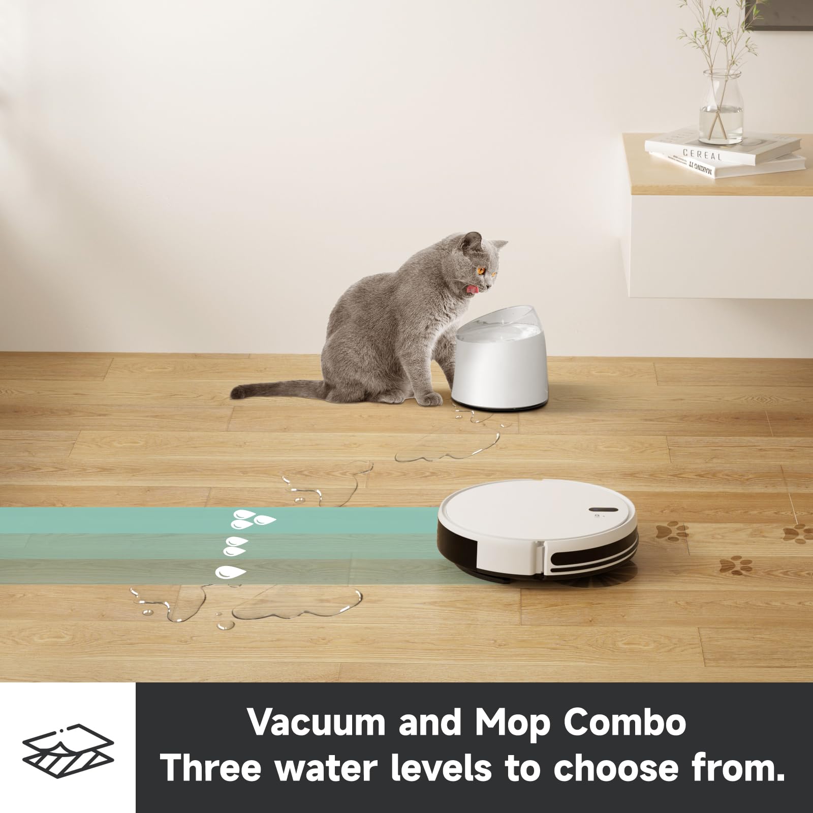 L200s Robot Vacuum Cleaner and Mop Combo - 2600mAh Powerful Suction, Auto Dust Collection, Smart Touchless Cleaning - Perfect for Hardwood Floors & Pet Hair Removal (White)