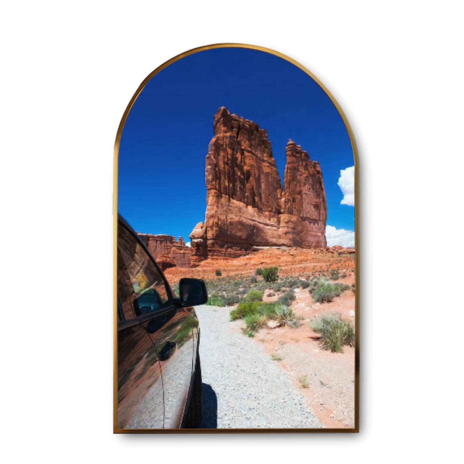 Golden Framed Canvas Wall Art - Arch The Courthouse Towers in Arches National Park Utah, Modern Giclee Canvas Print Painting for Home Decor, Ready to Hang - Perfect for Living Room, Bedroom & Office Wall Decor