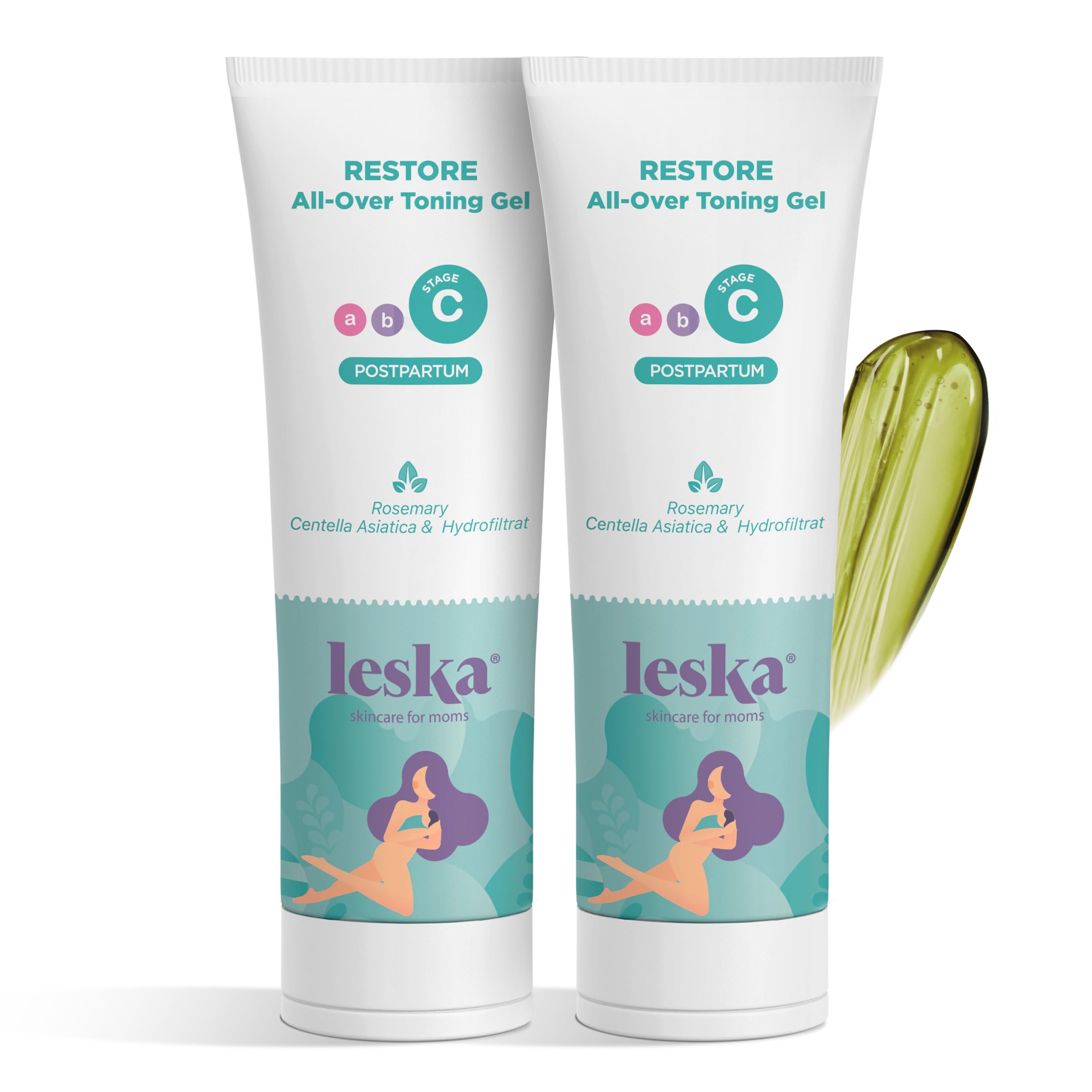 Leska Maternity Stage C Postpartum Recovery Set - 2-Pack All-Over Toning Gel (4oz Each) | Complete 3-Step Pregnancy Skin Care System | Firming & Hydrating for Post-Baby Body | Perfect for New Moms Seeking Post-Delivery Skin Tightening & Stretch Mark Care