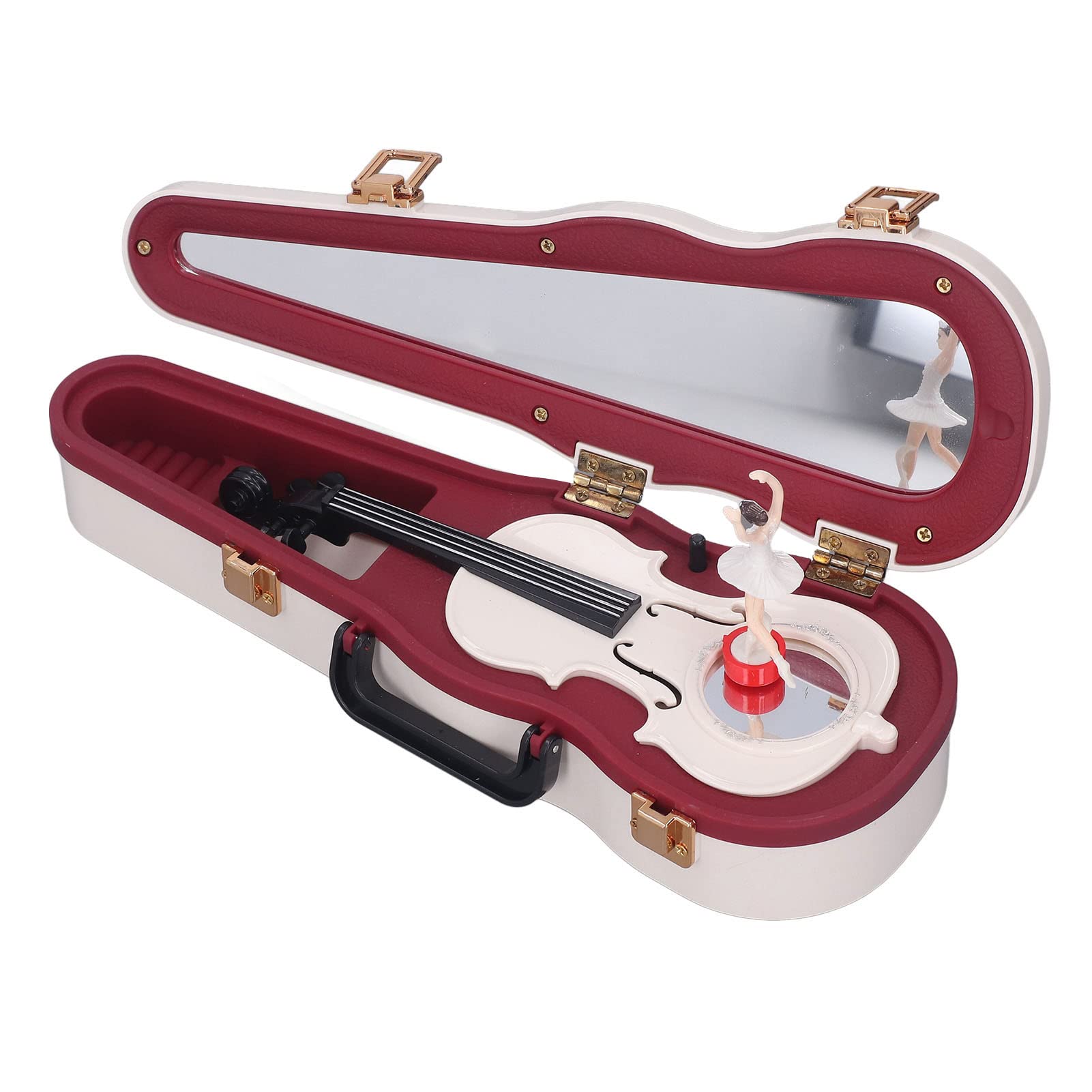 White Violin Music Box with Foot Pad - Elegant Home & Desktop Decoration Gift | Perfect for Bedroom, Office, Wedding & Anniversary Present