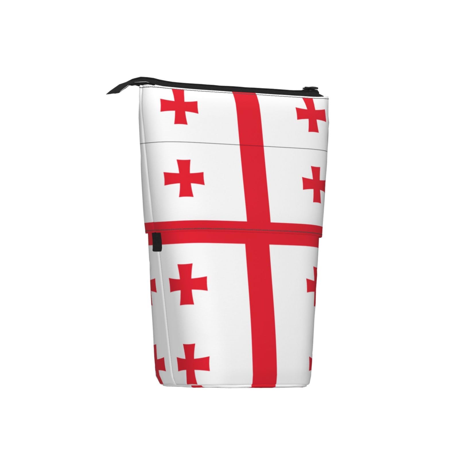 Laos Flag Print Expandable Pencil Case - School Supplies & Makeup Storage Organizer | Telescopic Stationery Bag for Students, Travel, Office & Home Use