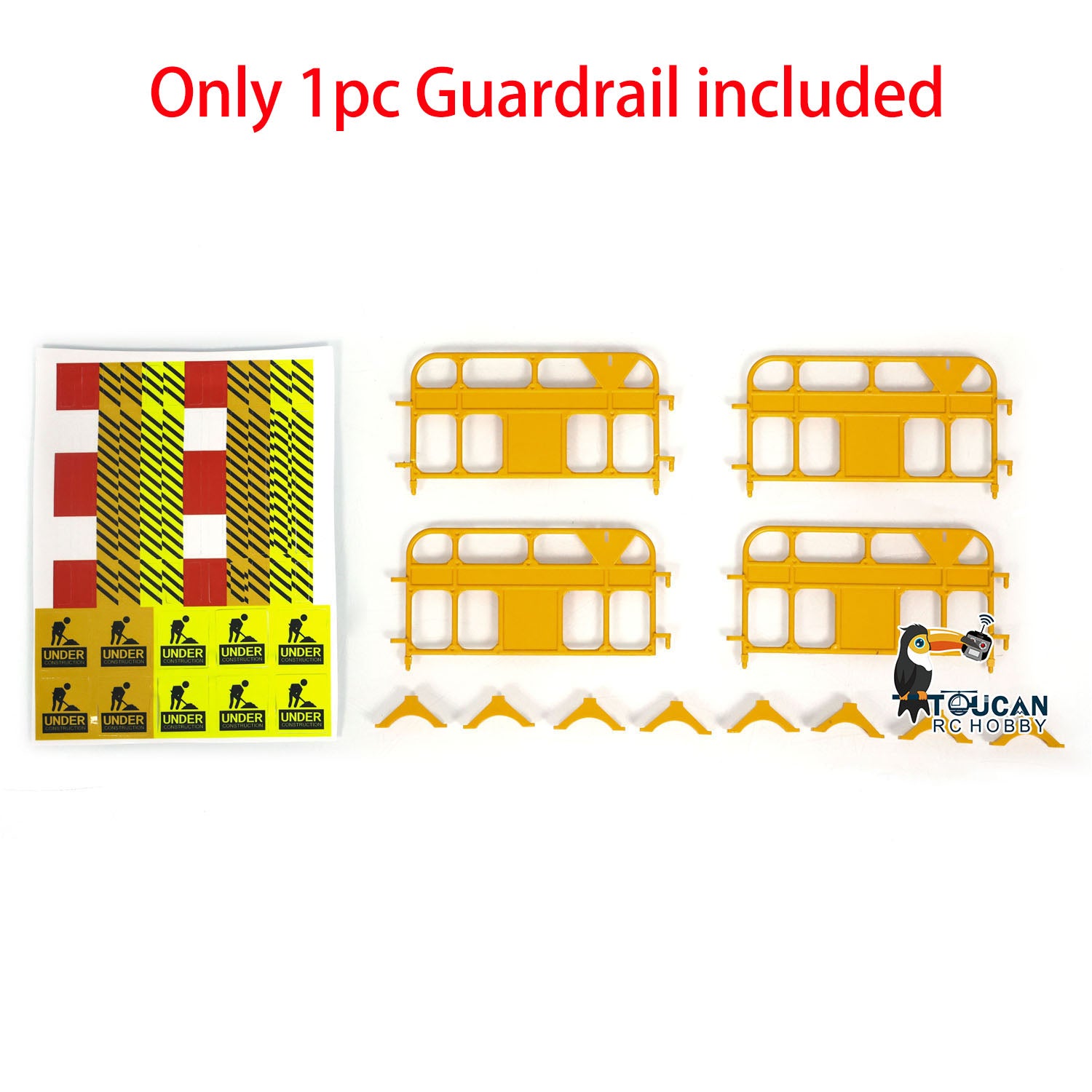 1/14 Scale RC Construction Vehicle Plastic Traffic Sign Guardrail & Barrier Cones - Crash Bucket Decorative Parts for Remote Control Cars | DIY Construction Site Scenes, RC Car Racing Tracks, Kids Play Zones