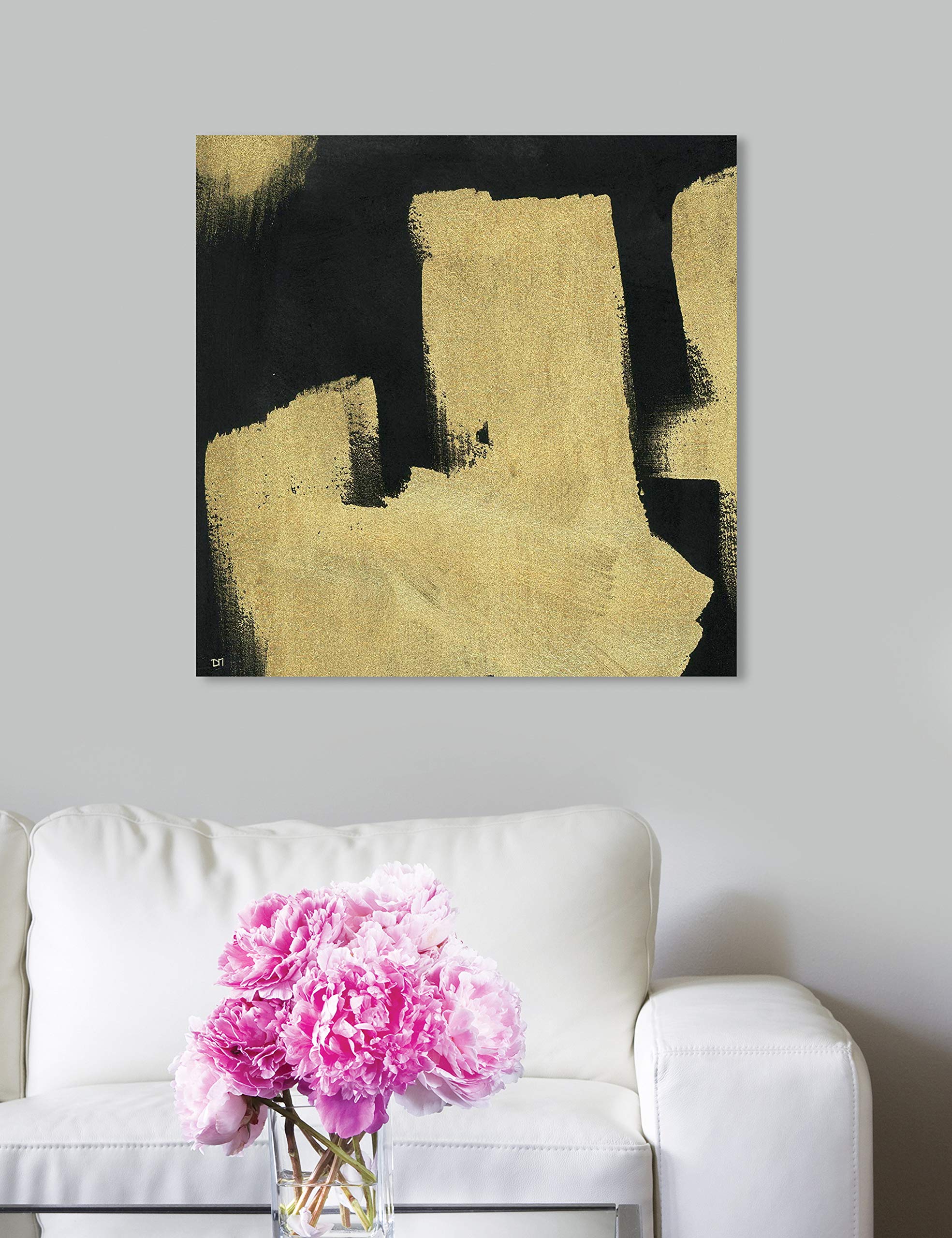 Oliver Gal Artist Co. 'Nuit Elegance' Abstract Wall Art Canvas Print - 20x20 Inches Gold & Black Modern Home Decor for Living Room, Bedroom & Office