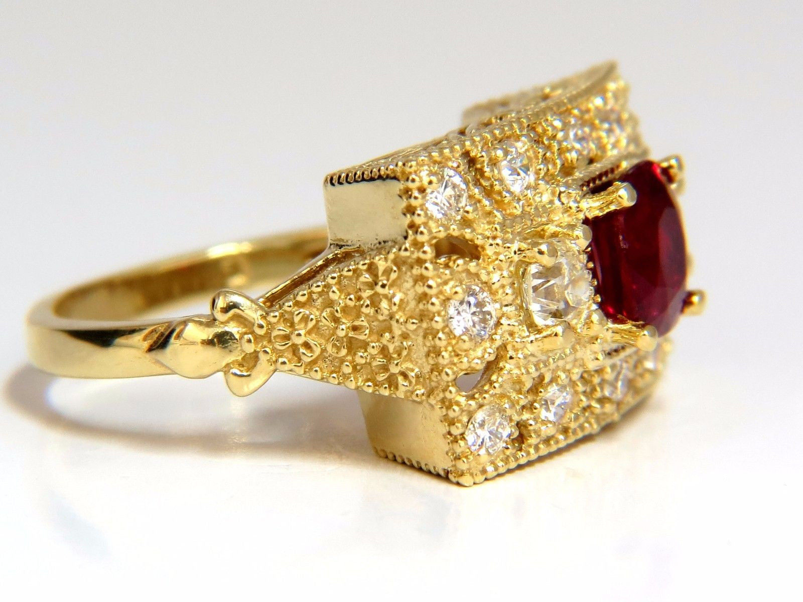 2.31CT GIA Certified Natural Cushion Cut Vivid Red Ruby Diamond Byzantine Ring in 18K Gold - Perfect for Engagement, Anniversary & Luxury Gifts
