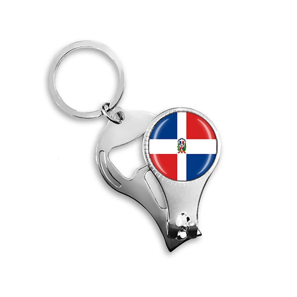 Dominican Republic National Flag Souvenir - Multifunctional Keychain, Bottle Opener, Nail Clippers, Backpack Pendant - Perfect for Travel, Camping, and Everyday Use