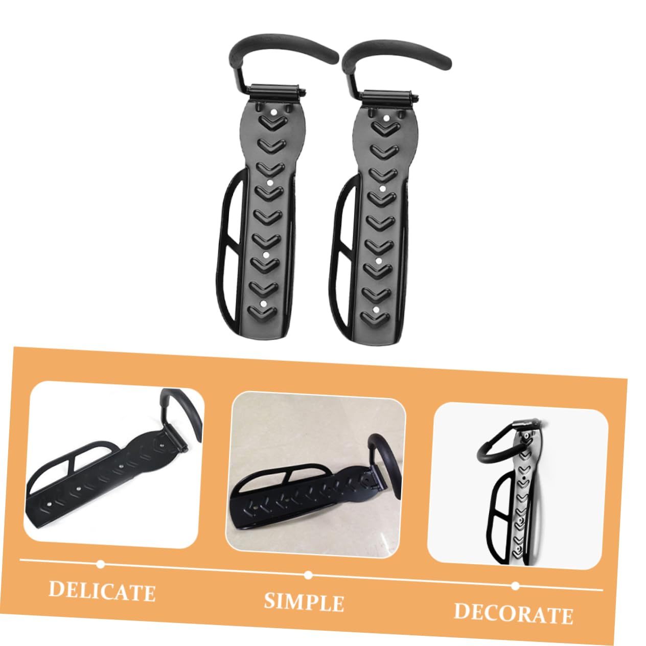 BIUDECO 2-Pack Heavy Duty Bike Hooks - Solid Metal Pedal Mount Bike Hanger for Garage Storage, Wall Mounted Bicycle Organizer - Perfect for Garage, Shed, or Basement Bike Storage