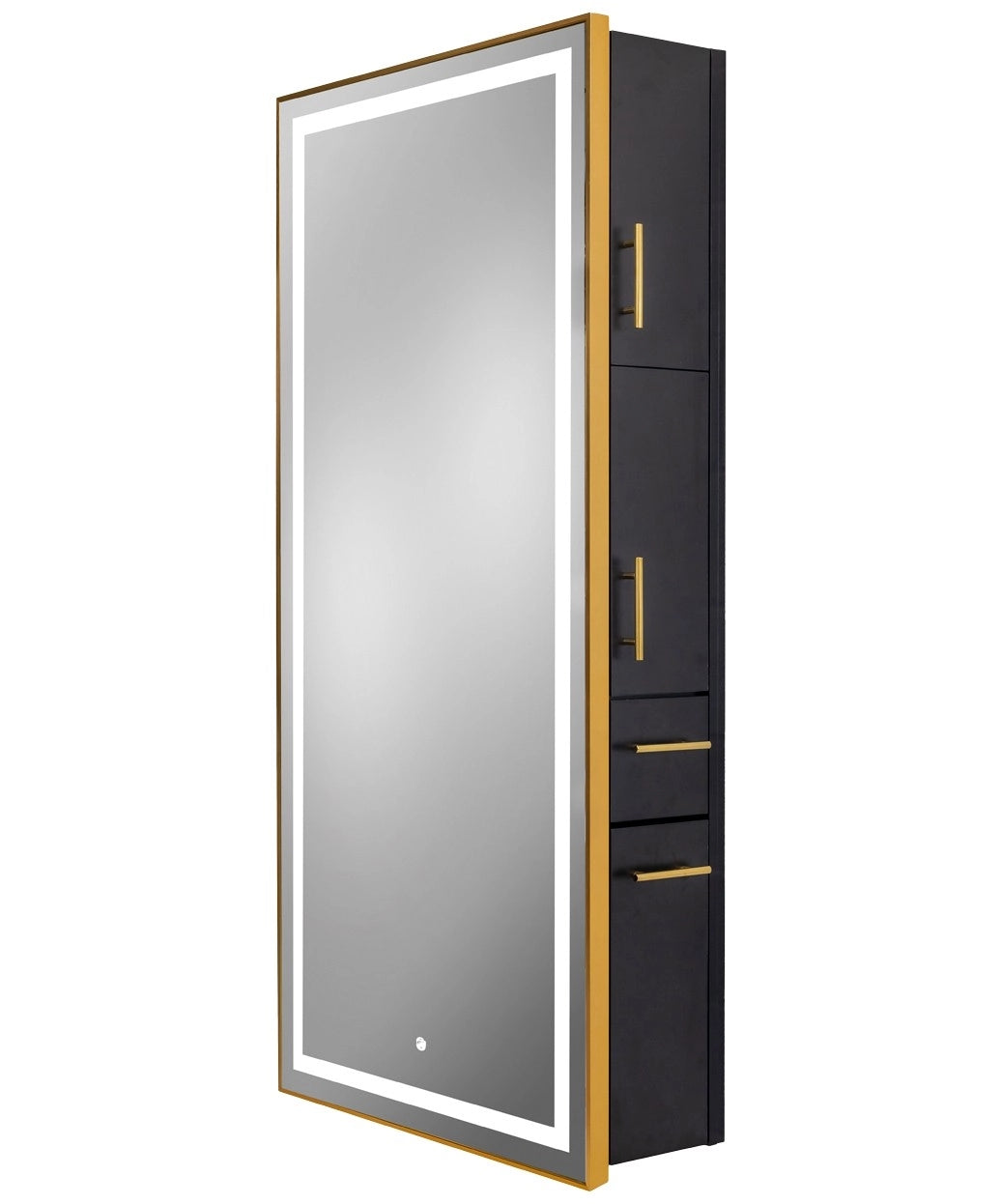 9220 Lumina Gold Frame LED Salon Mirror with Storage - Professional Vanity Mirror for Makeup, Hair Styling & Beauty Salon Use