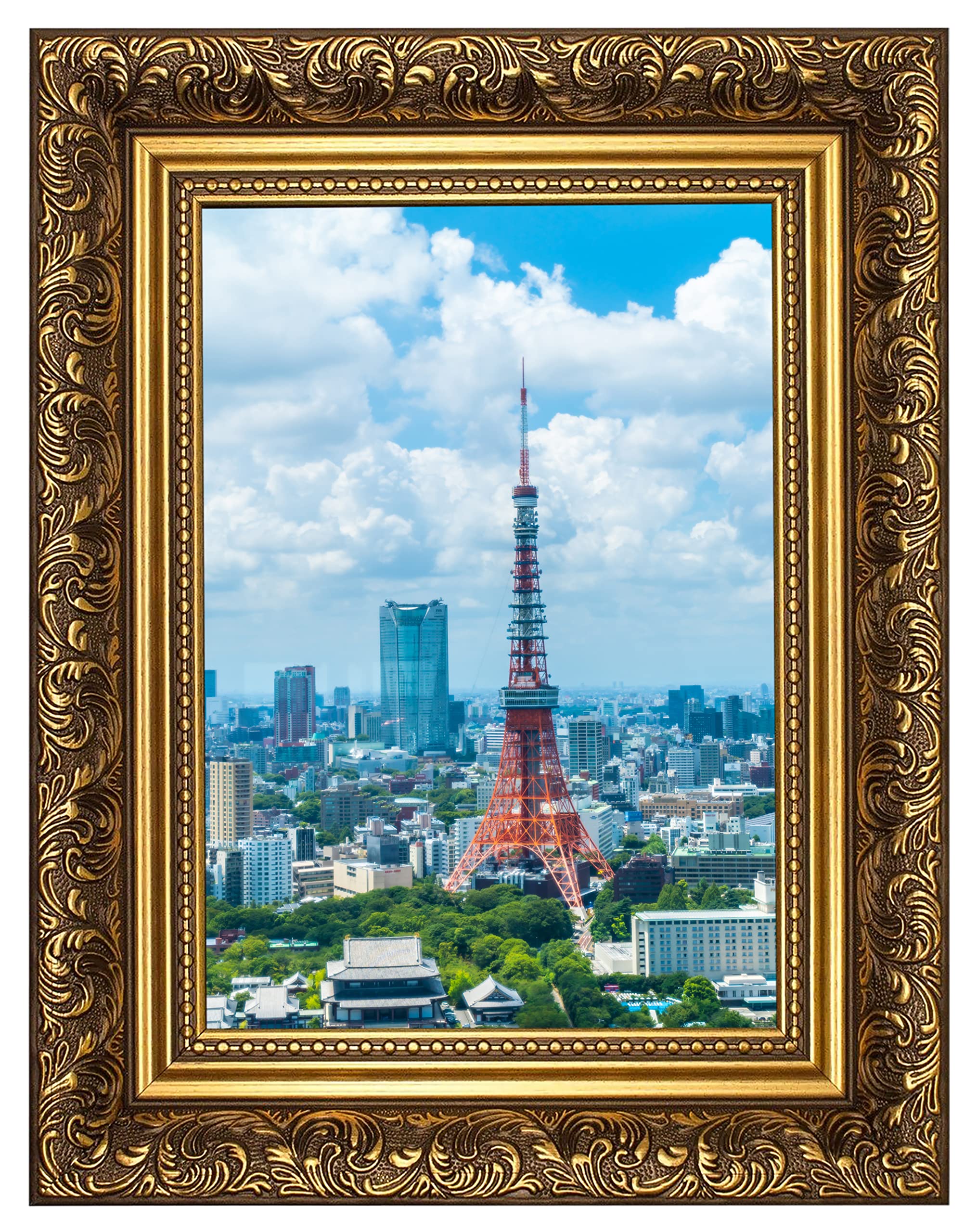 Antique French Baroque Style Memory Box Certificate Frame - 8.5x11 Inch Gold Ornate Picture Photo Poster Display - Perfect for Wedding Certificates, Diplomas & Family Keepsakes