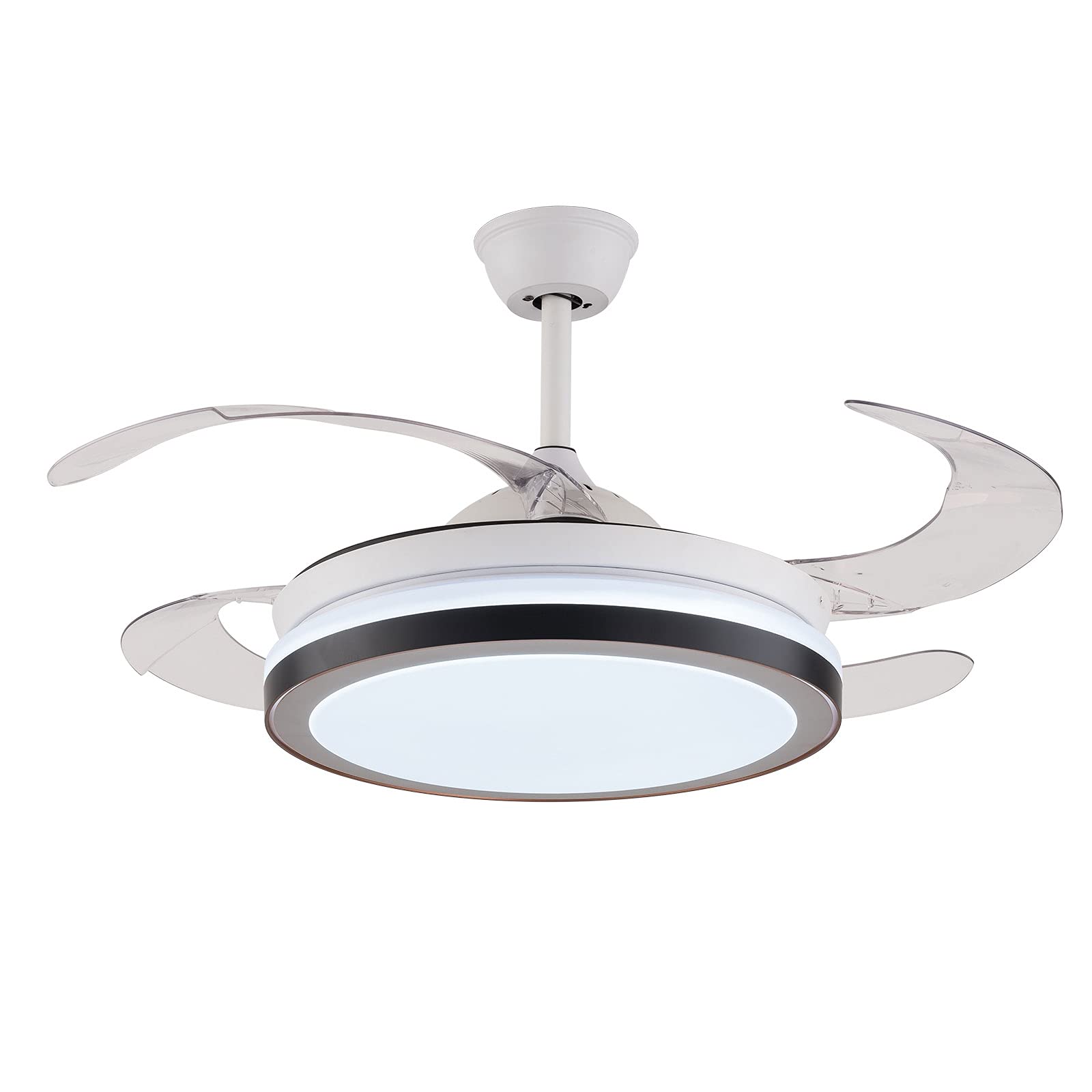 42 Inch Smart Ceiling Fan with LED Lights and Remote Control - Modern Chandelier Style Ceiling Fan for Bedroom, Living Room (BT181 White, US Standard) | Perfect for Home Cooling and Stylish Lighting