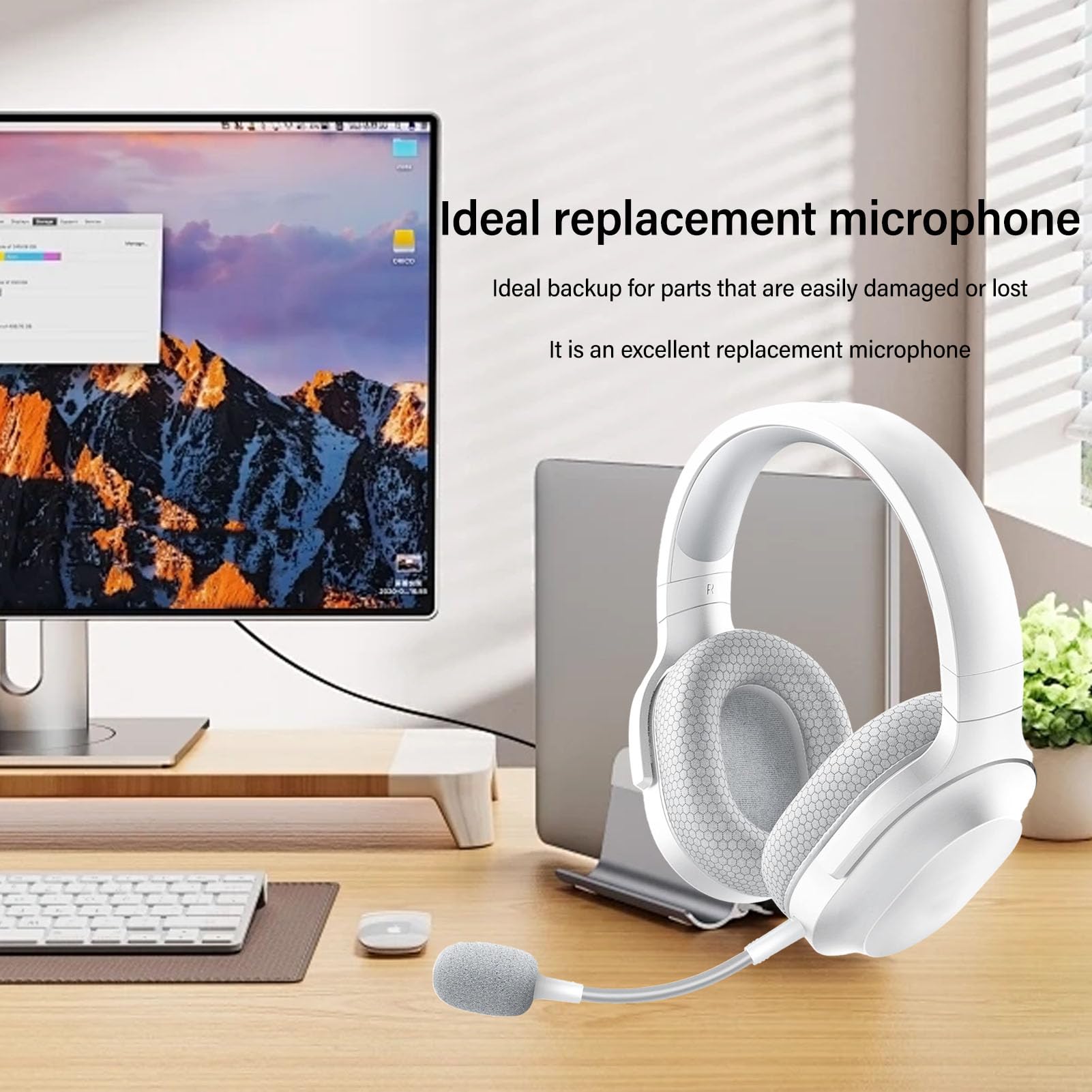 Barracuda X Wireless Gaming Headset Replacement Boom Mic - Detachable 3.5mm Noise Cancelling Microphone with Clear Voice Capture | Perfect for Gaming, Streaming & Online Meetings (White)