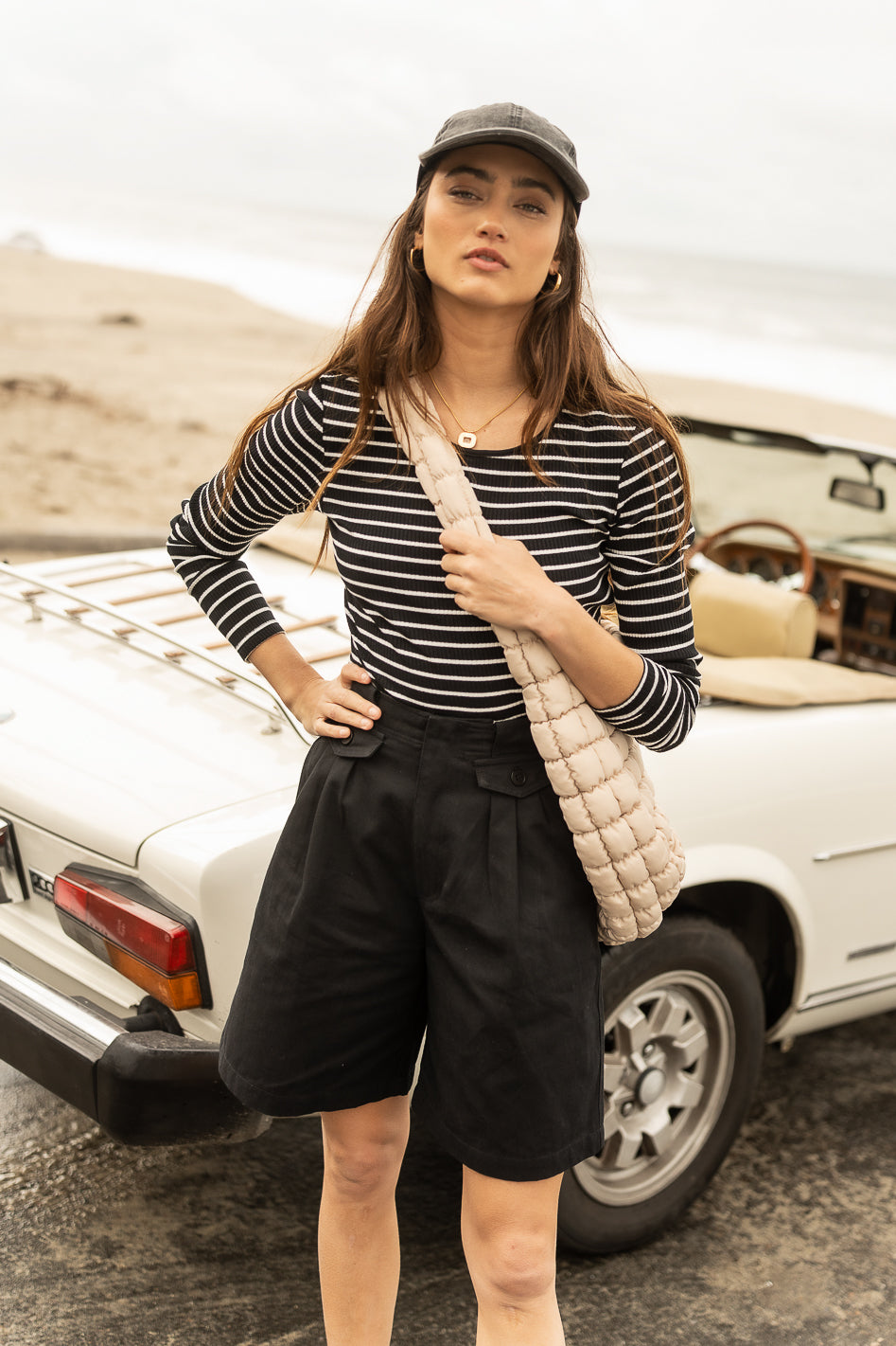 Amelia Bermuda Shorts for Women - Black Cotton Casual Shorts | Perfect for Summer, Travel & Beach Vacations