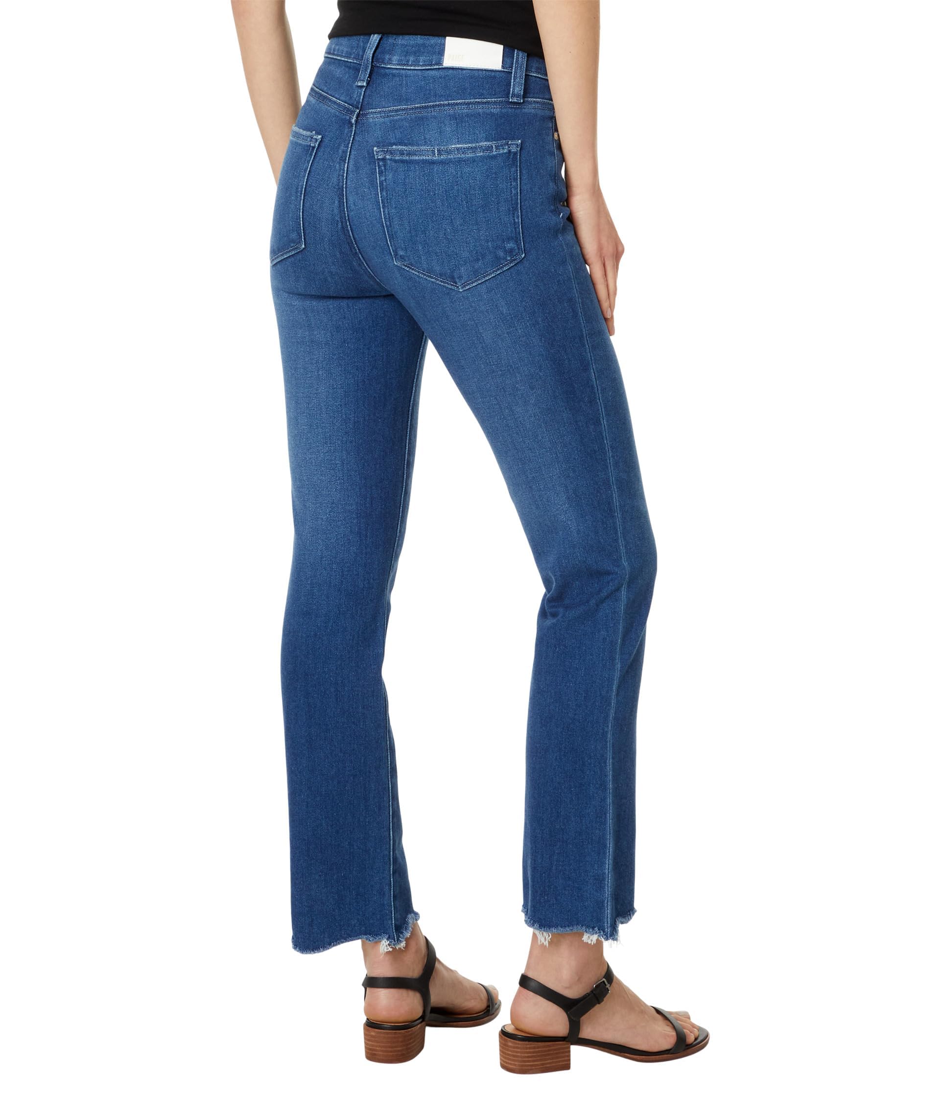 PAIGE Women's White Noise Grand Hem Jeans - High Waist Straight Leg Denim Pants for Casual Wear & Everyday Outfits