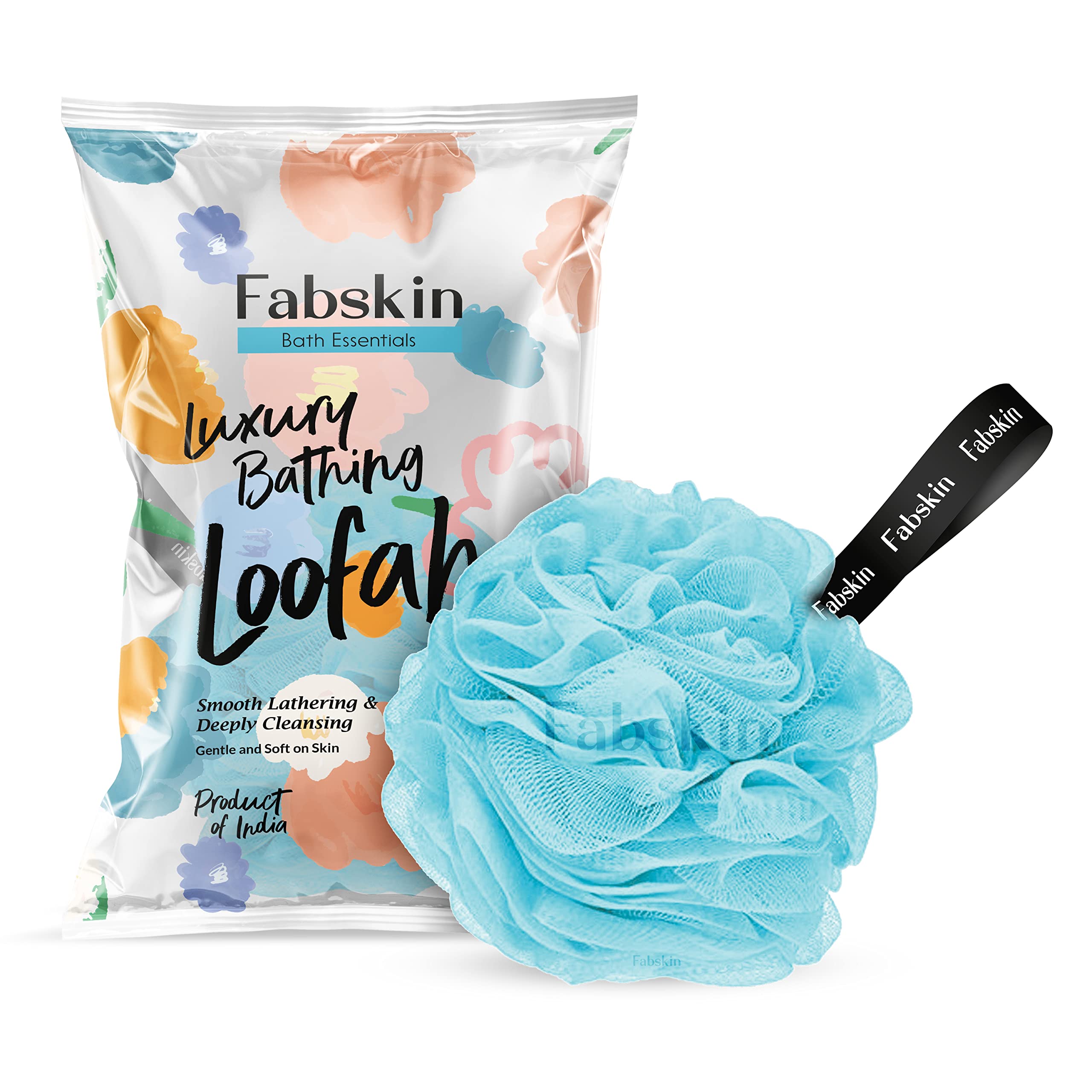 FABSKIN Exfoliating Bath Loofah Sponge - Soft & Durable for Shower & Body Scrub (Purple & Blue) | Gentle Skin Cleansing for Men & Women, Perfect for Daily Use & Spa Days