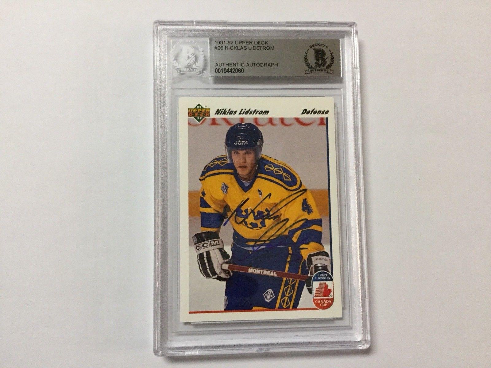 Nicklas Lidstrom Autographed Upper Deck Rookie Card - Beckett BAS BGS Graded Hockey Collectible - Perfect for NHL Memorabilia Collections & Sports Fan Gifts