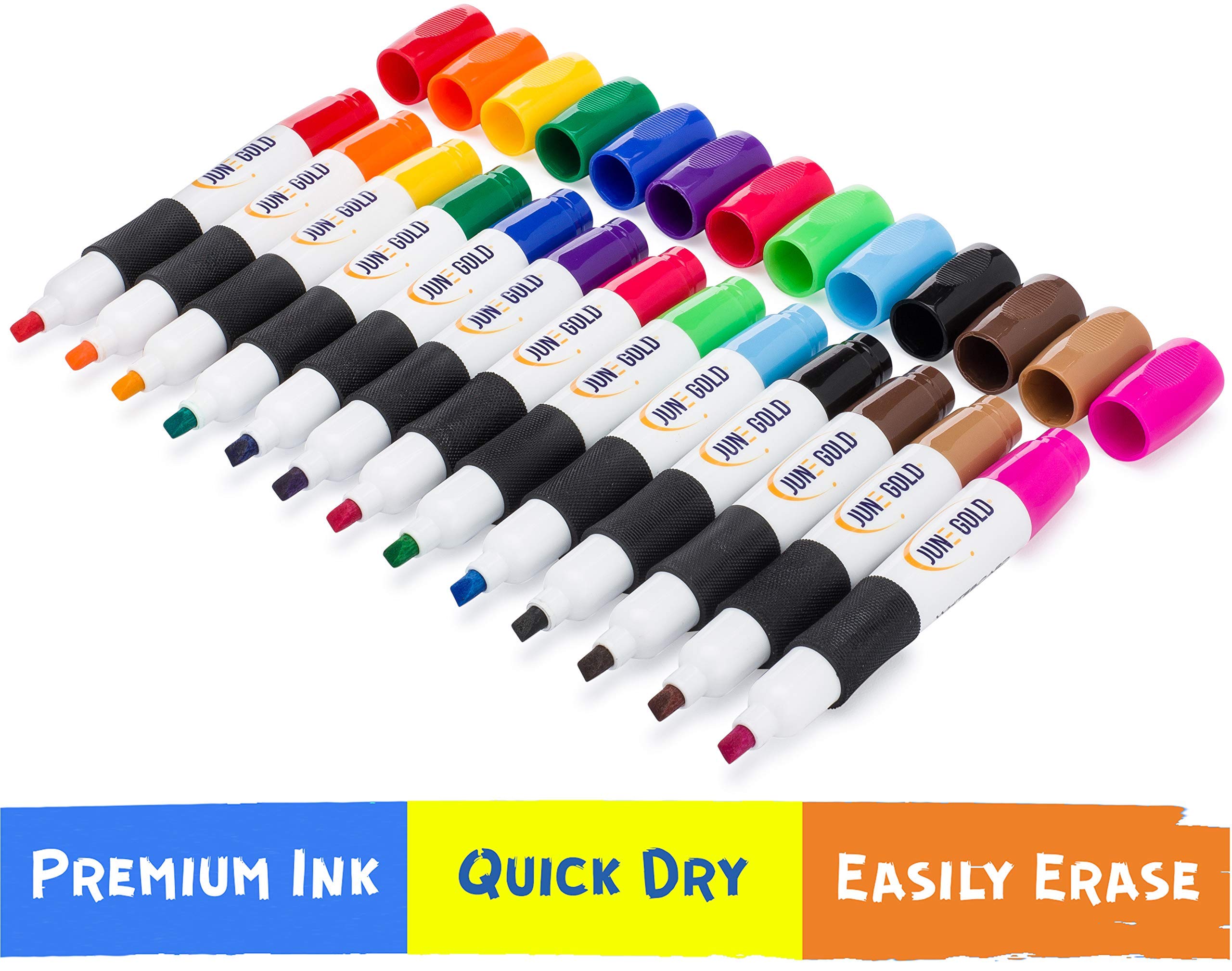 June Gold 39 Chisel Tip Dry Erase Markers - 13 Vibrant Colors & 72 Mechanical Pencils (0.7mm HB #2 Lead) with Extra Refills - Perfect for Classroom, Office & Art Projects