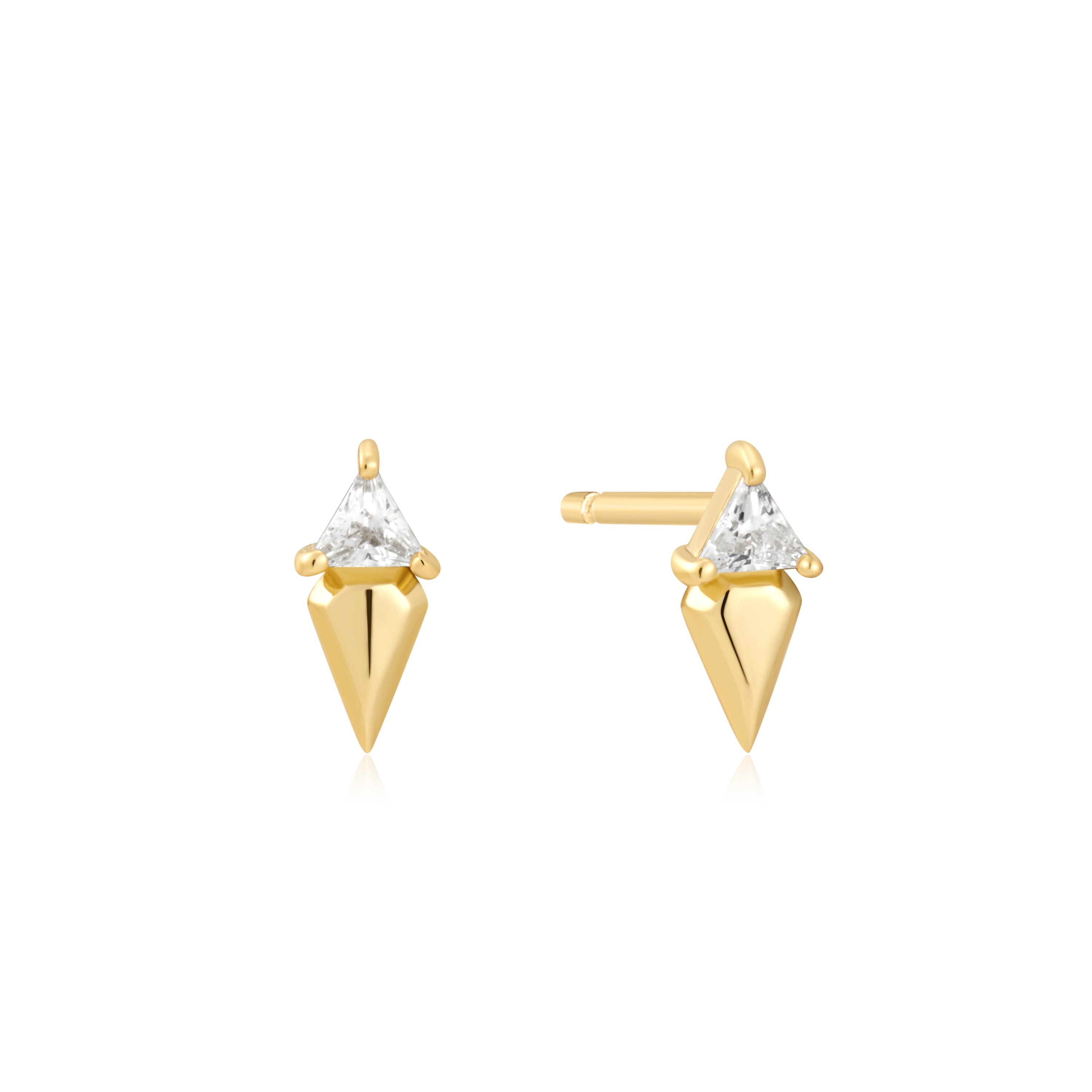14K Gold Plated Triangle Cubic Zirconia Geometric Stud Ear Jackets - Elegant Dangle Earrings for Women, Perfect for Parties, Weddings & Everyday Wear