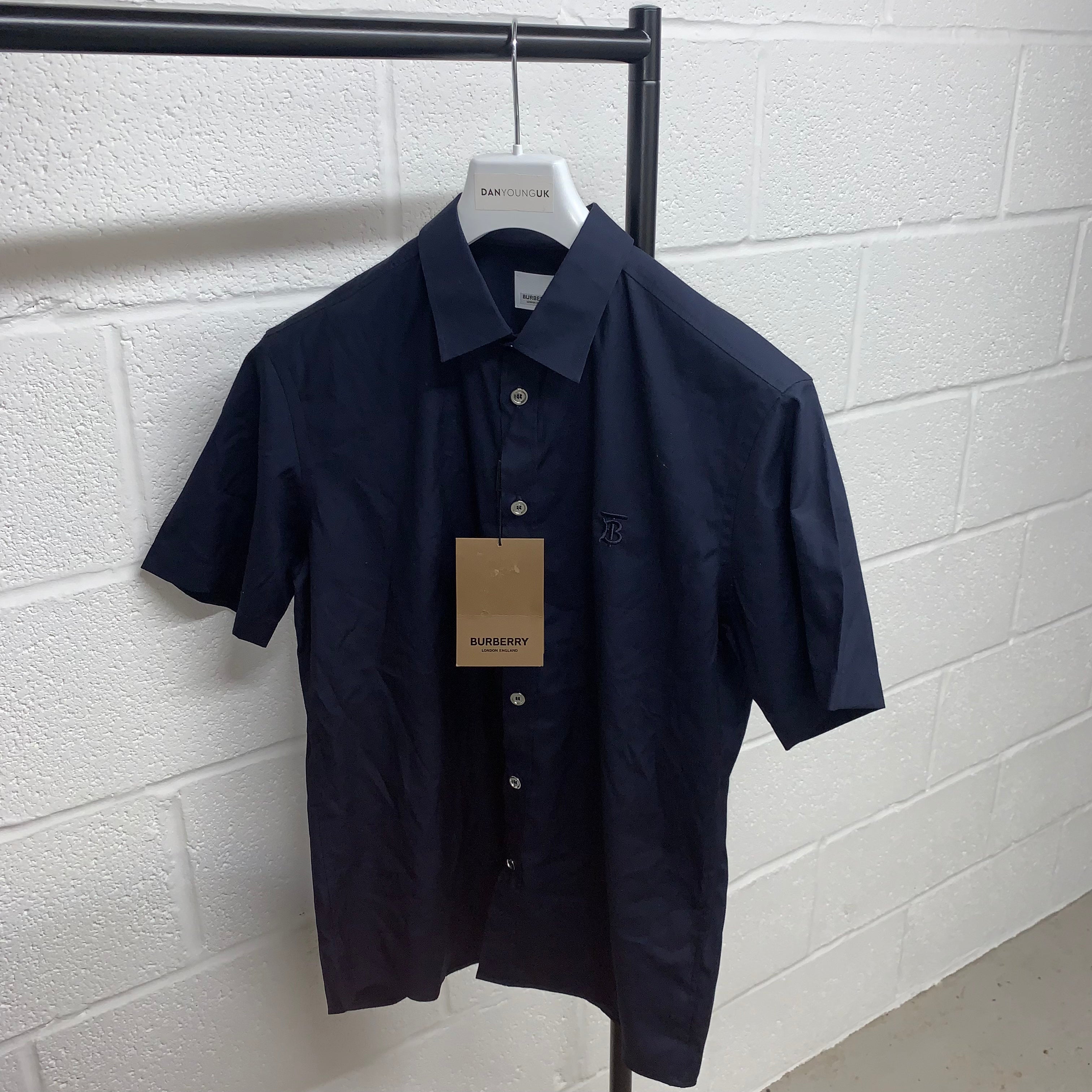 Burberry Sherrington Navy Short Sleeve Casual Shirt for Men - Perfect for Summer Outfits, Office Wear & Smart Casual Occasions