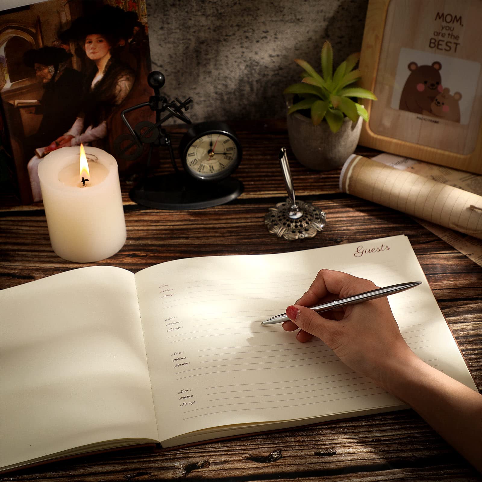 Premium Leather Guest Book & Pen Set - 10.5