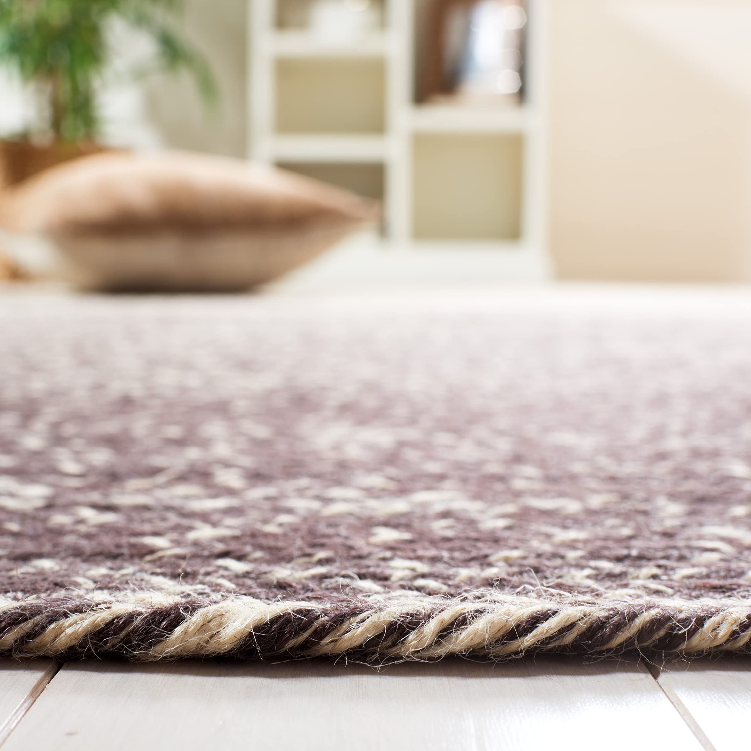 SAFAVIEH Handmade Boho Ombre Jute Area Rug - 6' Square Natural & Brown, Eco-Friendly Natural Fiber Collection for Living Room, Bedroom & High Traffic Areas | Durable Floor Decor for Bohemian & Farmhouse Style Homes (NFB263T)
