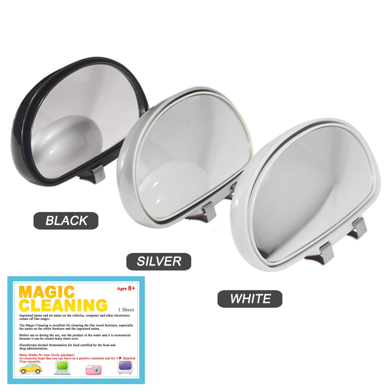 Cardeco Adjustable Wide Angle Side Rearview Mirror - Universal Fit for Cars, Trucks & SUVs - Silver (Perfect for Parking, Blind Spot Monitoring & Enhanced Safety)