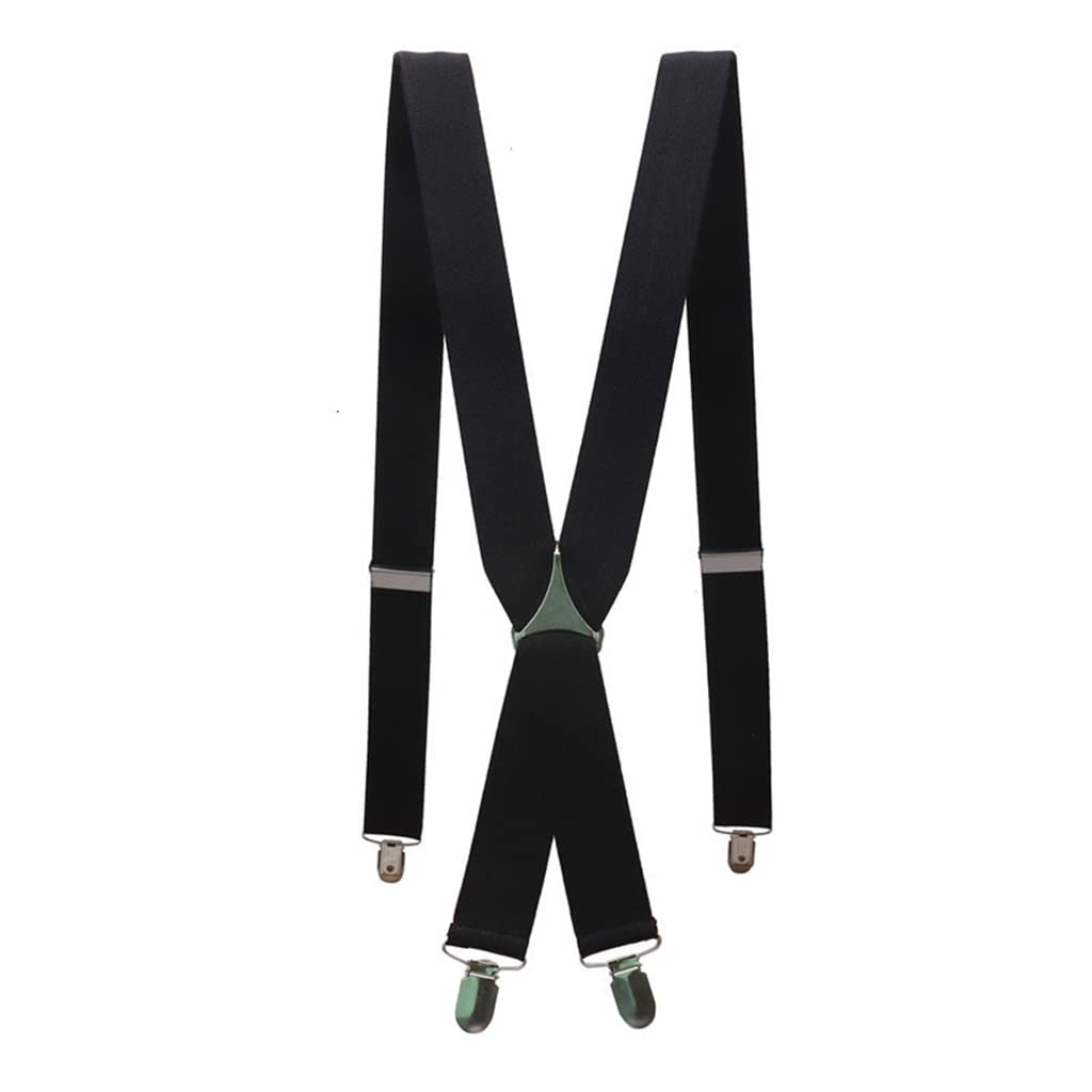 Unisex Adjustable Elastic Suspenders for Men & Women - 3.5cm Width, 4 Clips X-Back Design, One Size Fits All (Black) - Perfect for Formal Wear, Office Attire, Vintage Outfits & Costume Parties
