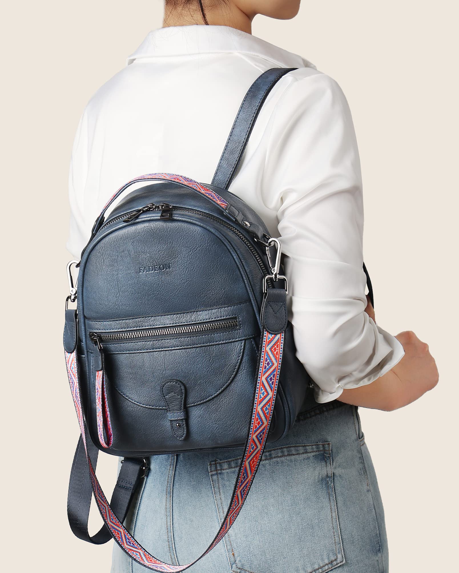 FADEON Mini Backpack Purse for Women - Stylish Leather Small Backpack with Spacious Design, Fashionable Shoulder Bag for Daily Use, Travel & Work Accessories