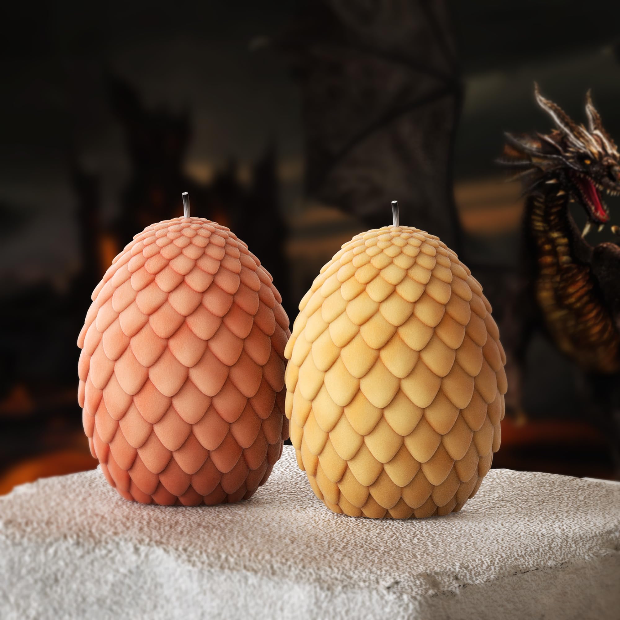 Dragon Egg Silicone Mold for Resin Casting, Candle Making & Home Decor - 3D Dragon Scale Egg Candle Mold for DIY Crafts, Gifts & Halloween Decorations