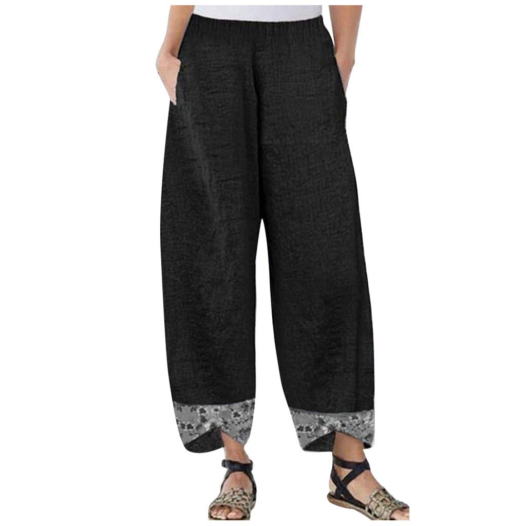 FUNEY Women's High Waist Wide Leg Yoga Pants - Stretchy Cotton Jogger Pants with Elastic Waistband for Travel, Outdoor Activities & Lounge Wear
