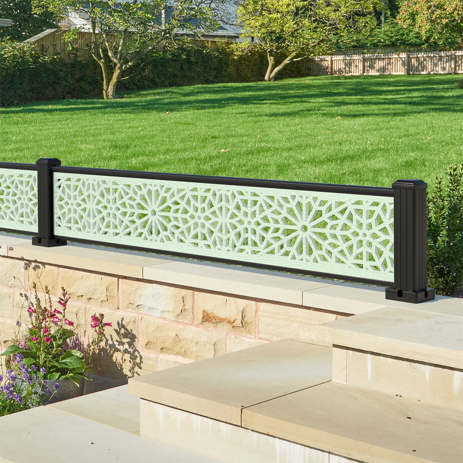 Alnara Decorative Garden Fence Panel 180x30cm - Rustproof Aluminum Posts for Outdoor Landscaping, Yard Borders & Flower Bed Protection