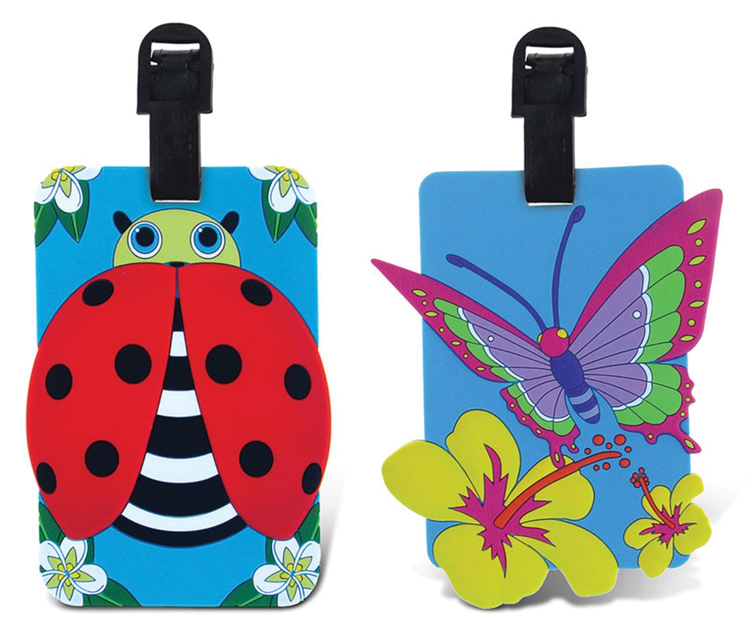 Butterfly and Ladybug Luggage Tags - 3.5x5 Inch Cute Travel Accessories for Kids Suitcases, Backpacks & Carry-Ons | Unique Identification for Airports, Schools & Family Trips