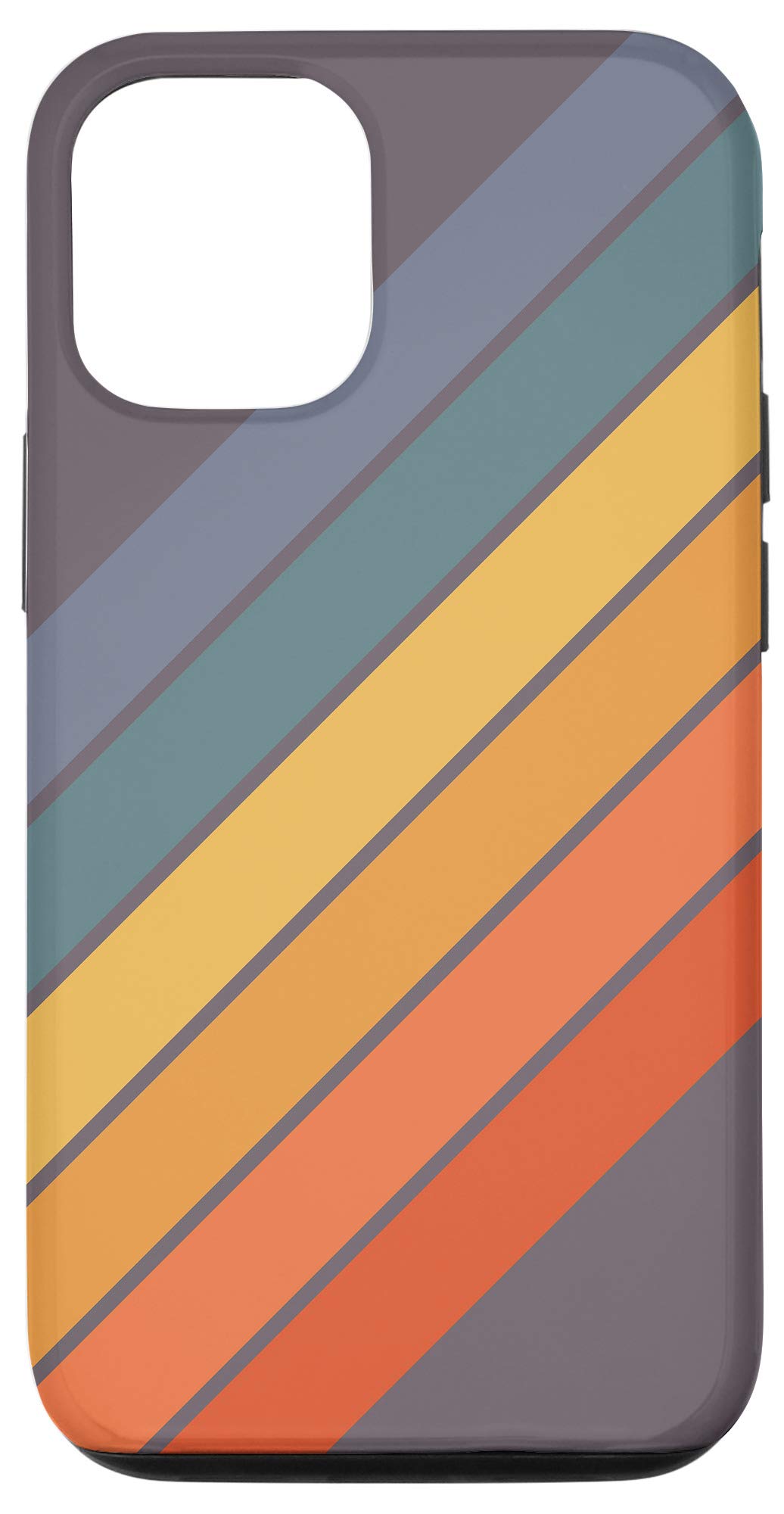 Vintage 70s Style Retro Stripes Phone Case for iPhone 12/12 Pro - Colorful Blue, Yellow, Orange, Red Options | Trendy Protective Cover for Everyday Use, Travel & Fashion Accessory